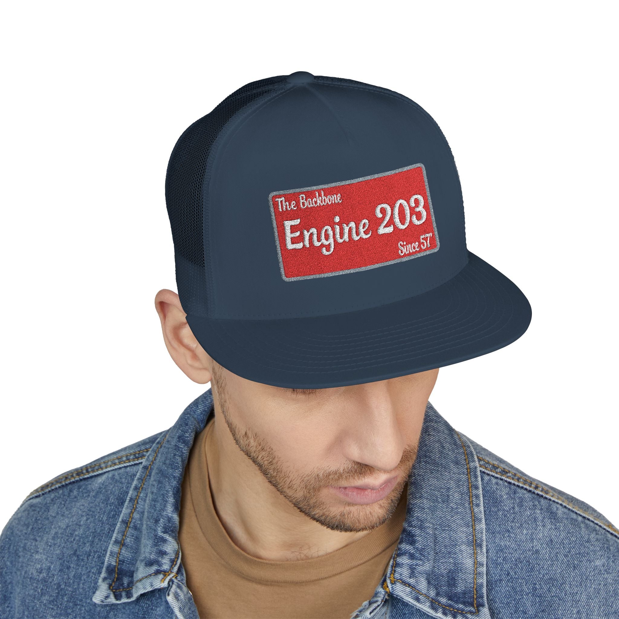 Engine 203 Remount Raiders -5 Panel Trucker Cap (Embroidery)