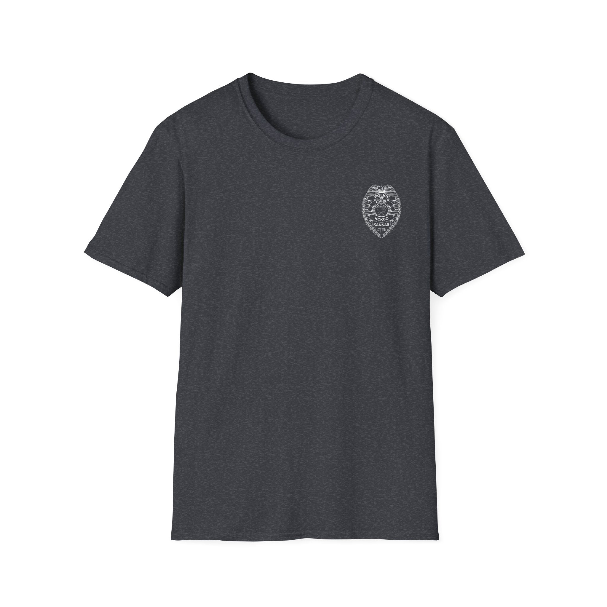 KCKCC Chief Badge White outline - Gildan 64000 Unisex Softstyle T-Shirt