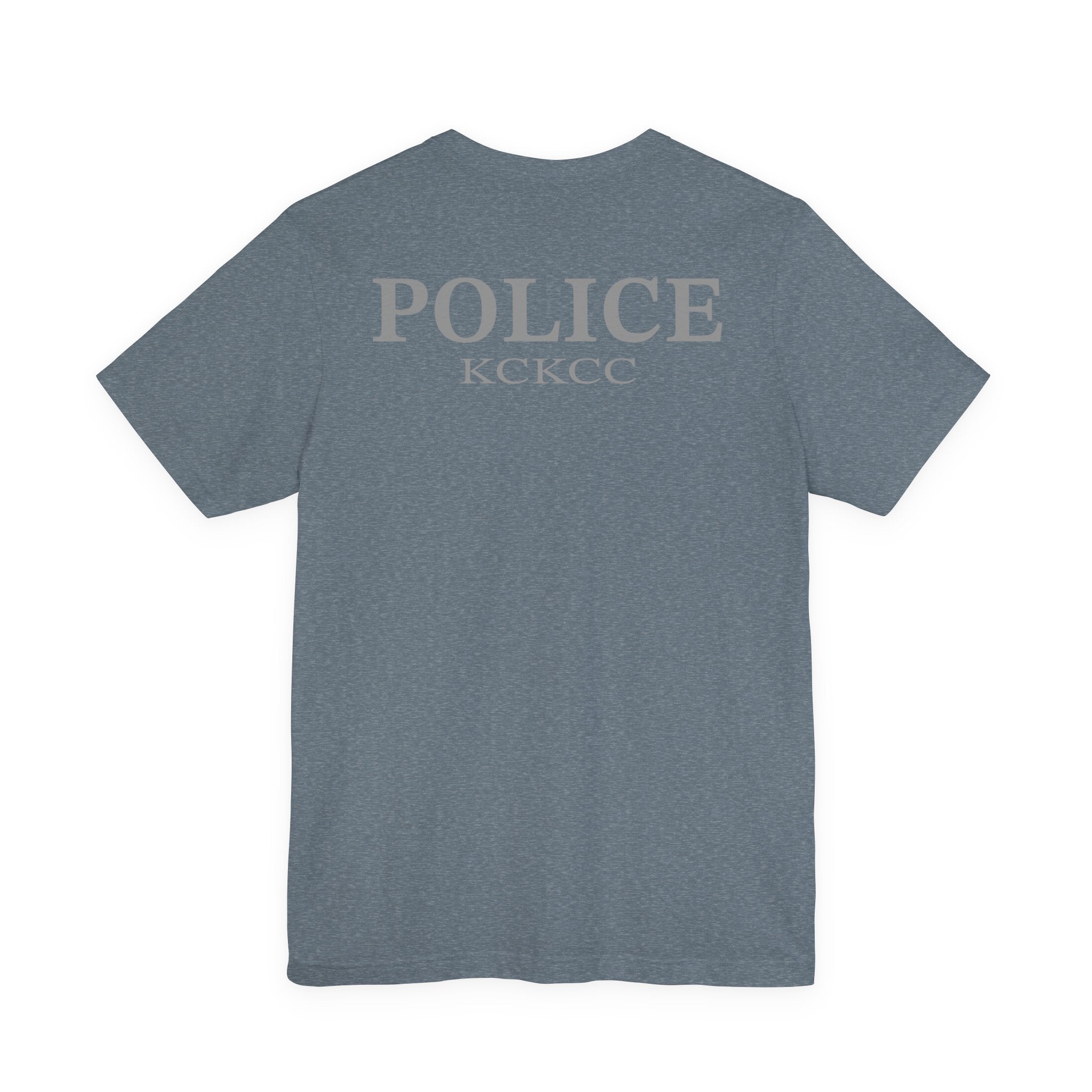 KCKCC Police Patch Black & White Grey Back - Unisex Jersey Short Sleeve Tee