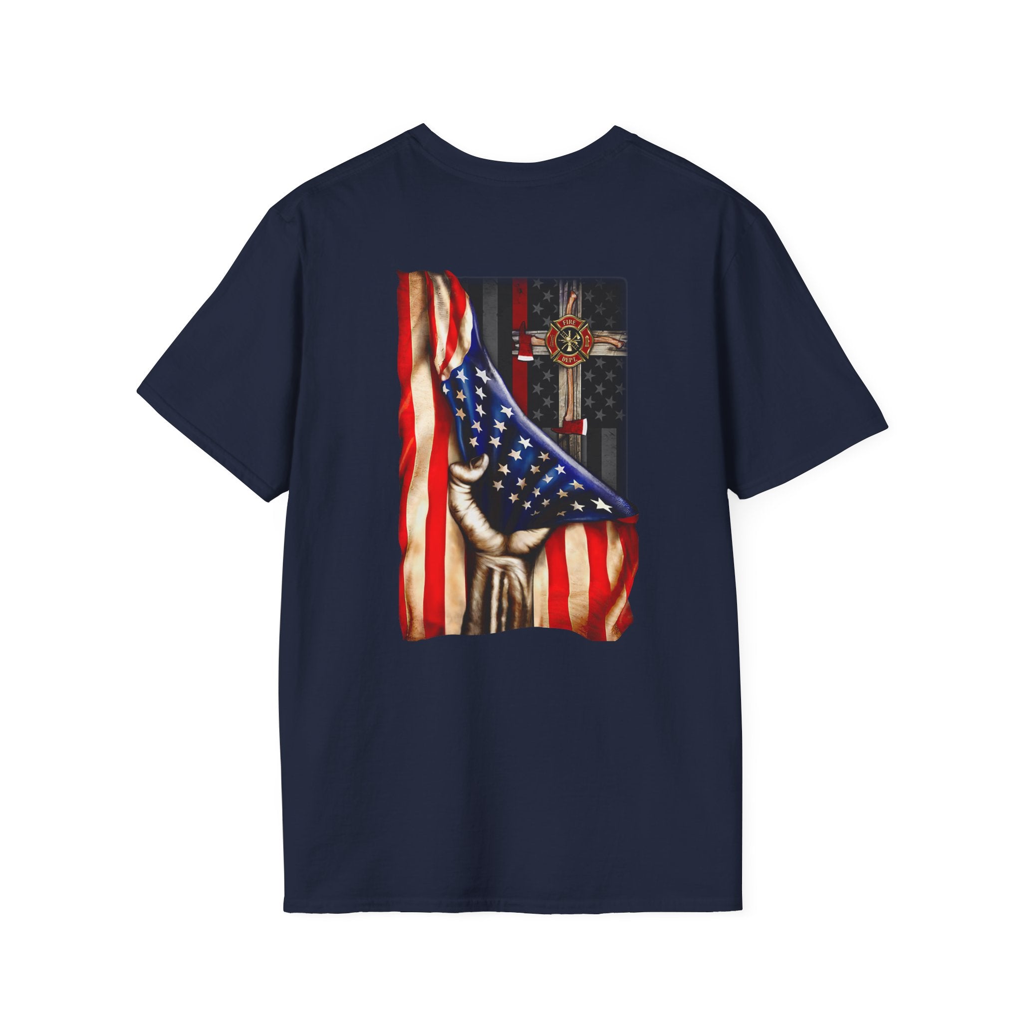 Firefighter US Flag Christian - Unisex Softstyle T-Shirt