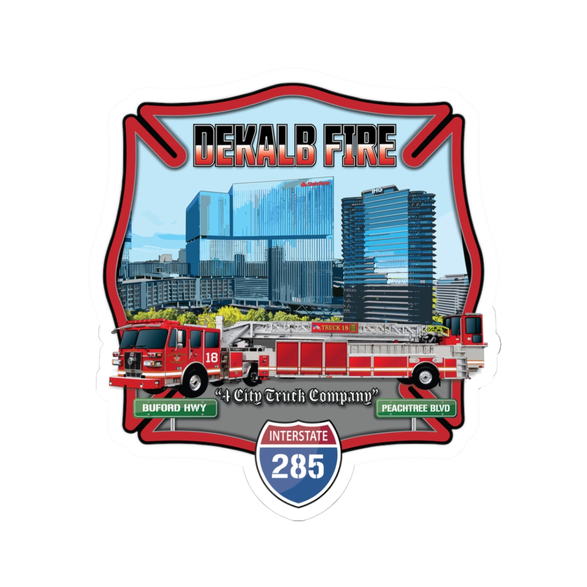 Dekalb County Fire Tiller 18 Logo - Kiss-Cut Stickers
