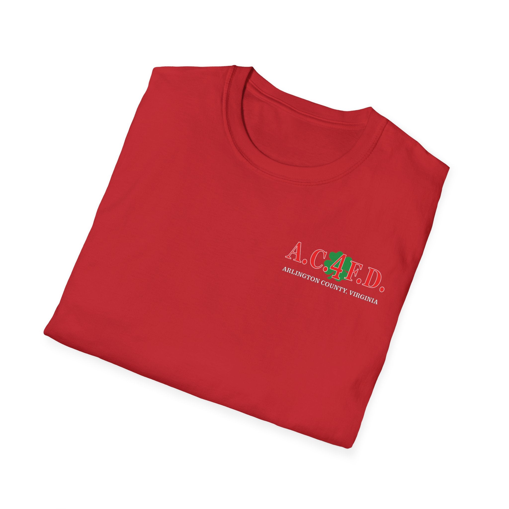 Station 4 acfd clover front/RatPack back - Gildan Soft Cotton Softstyle T-Shirt