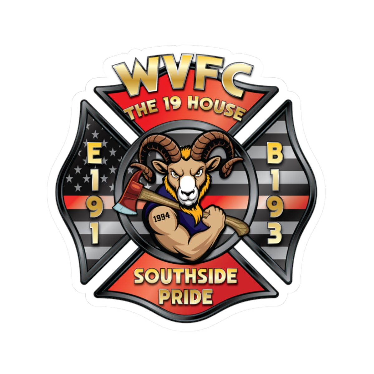 WVFC Goat Logo 1 - Kiss-Cut Stickers