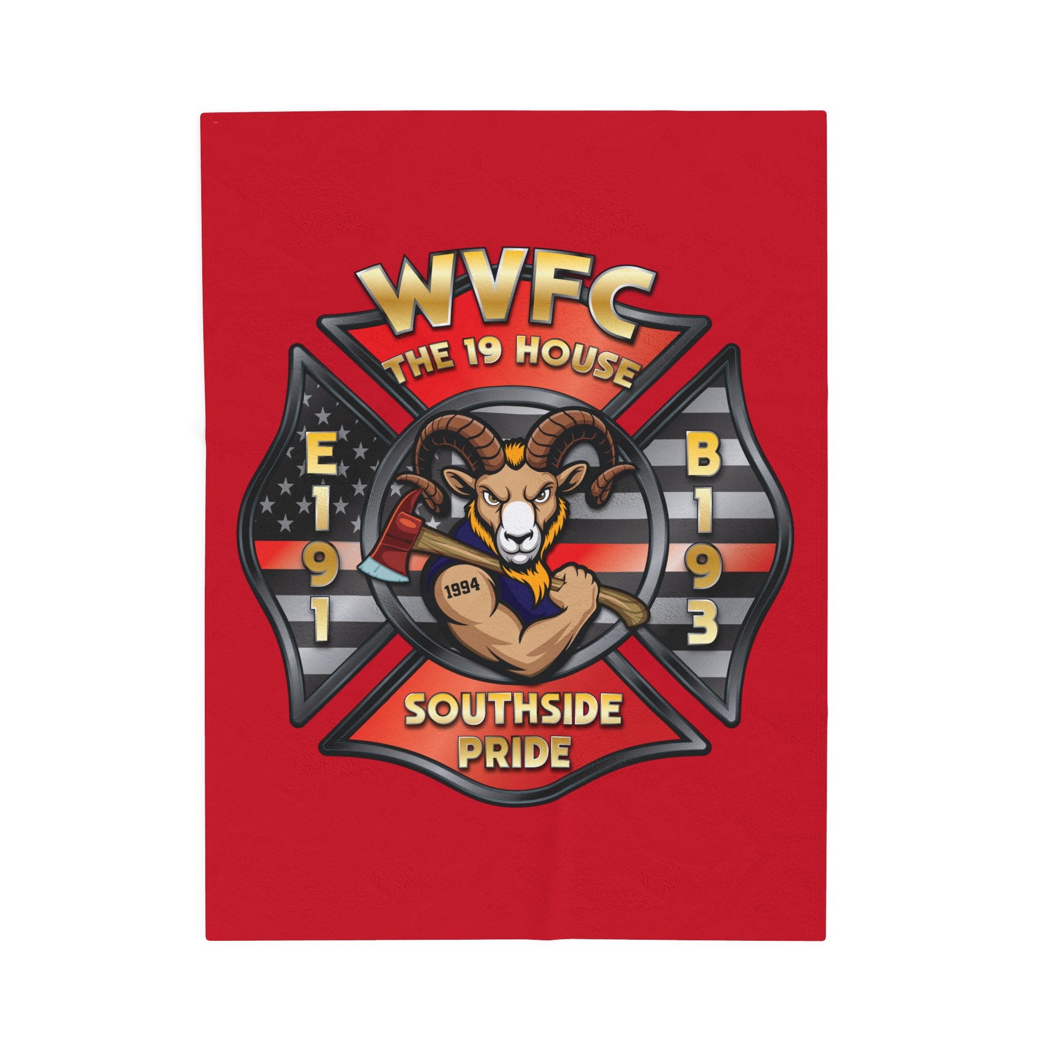 CWVFC Goat Logo 1 - Red Velveteen Plush Blanket