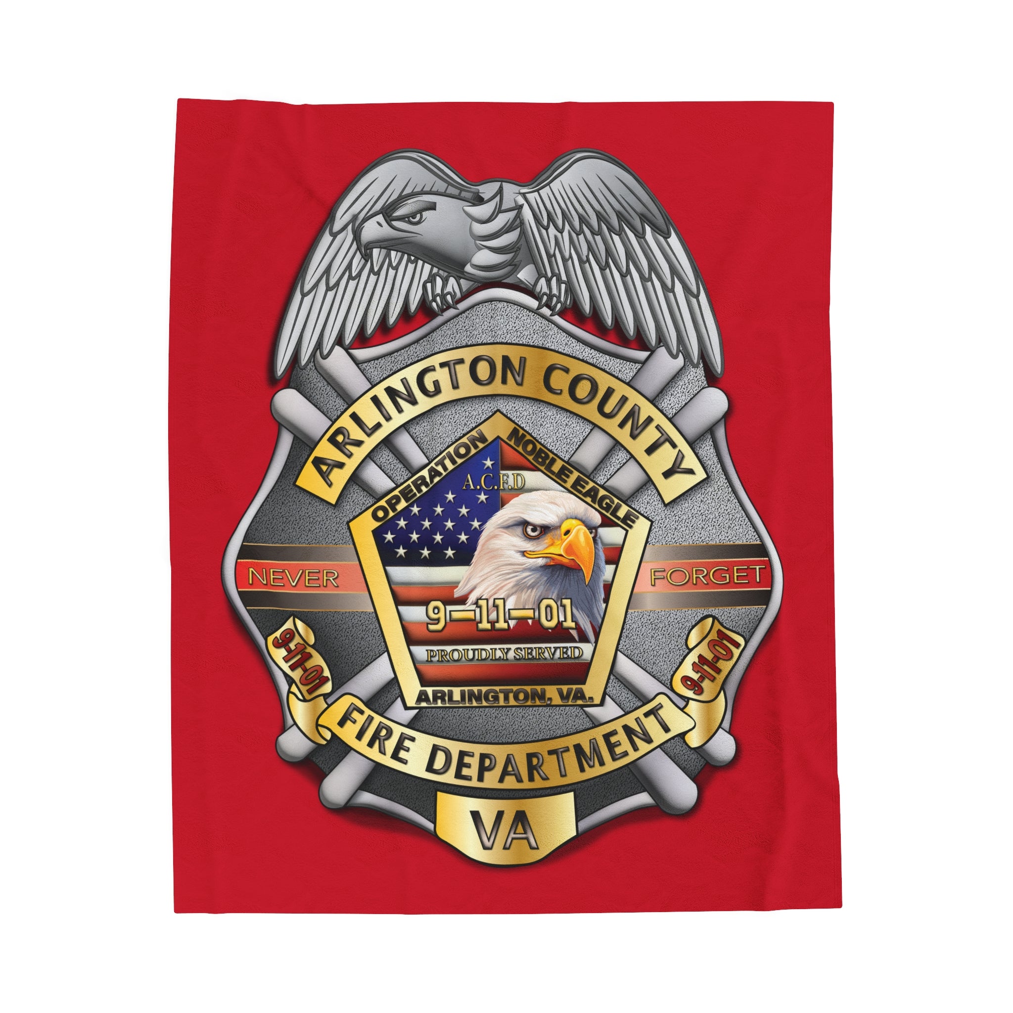 Arlington 9/11 Badge - Velveteen Plush Blanket