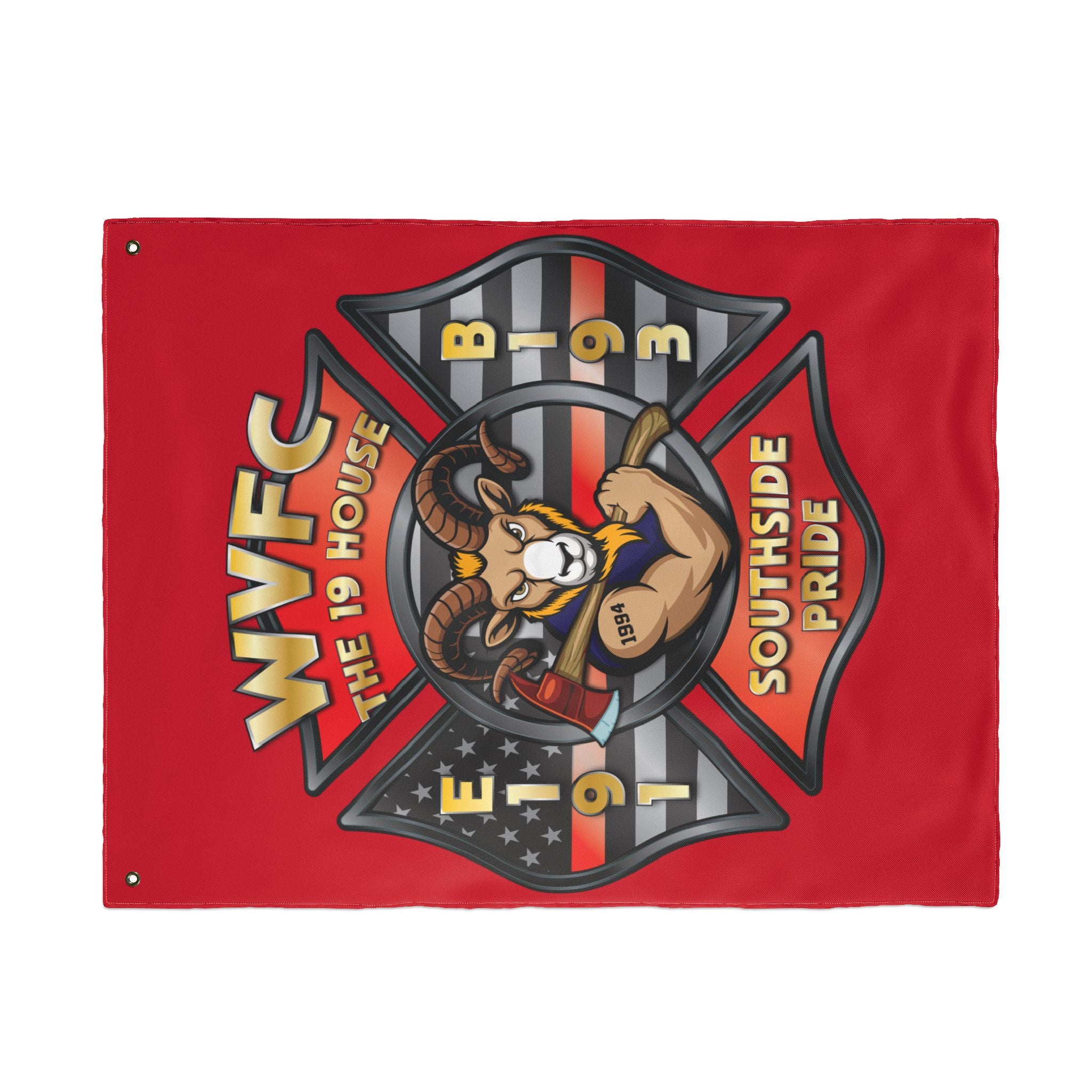 WVFC Goat Vertical - Red Double Sided Flag
