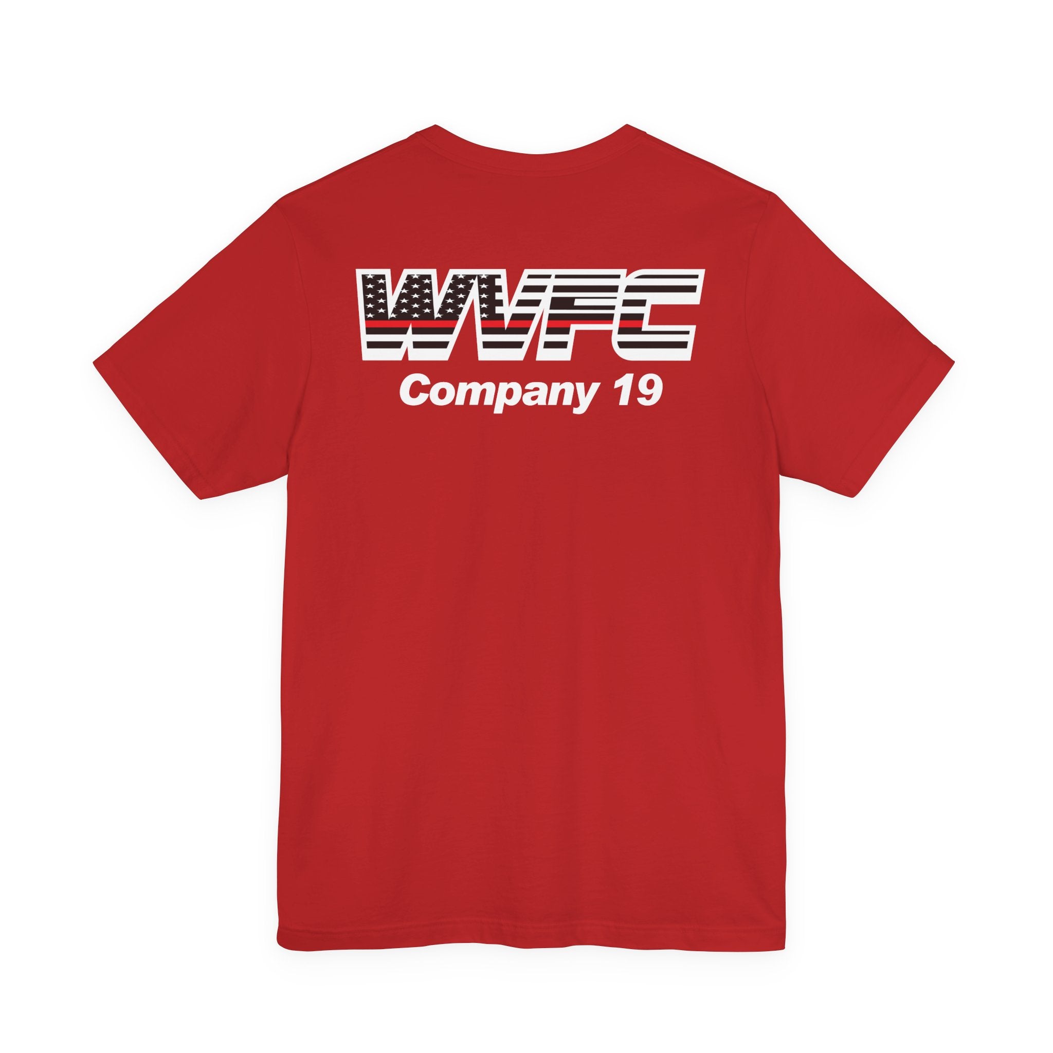 WVFC FD Logo wht Redline Flag wht- Unisex Jersey Short Sleeve Tee