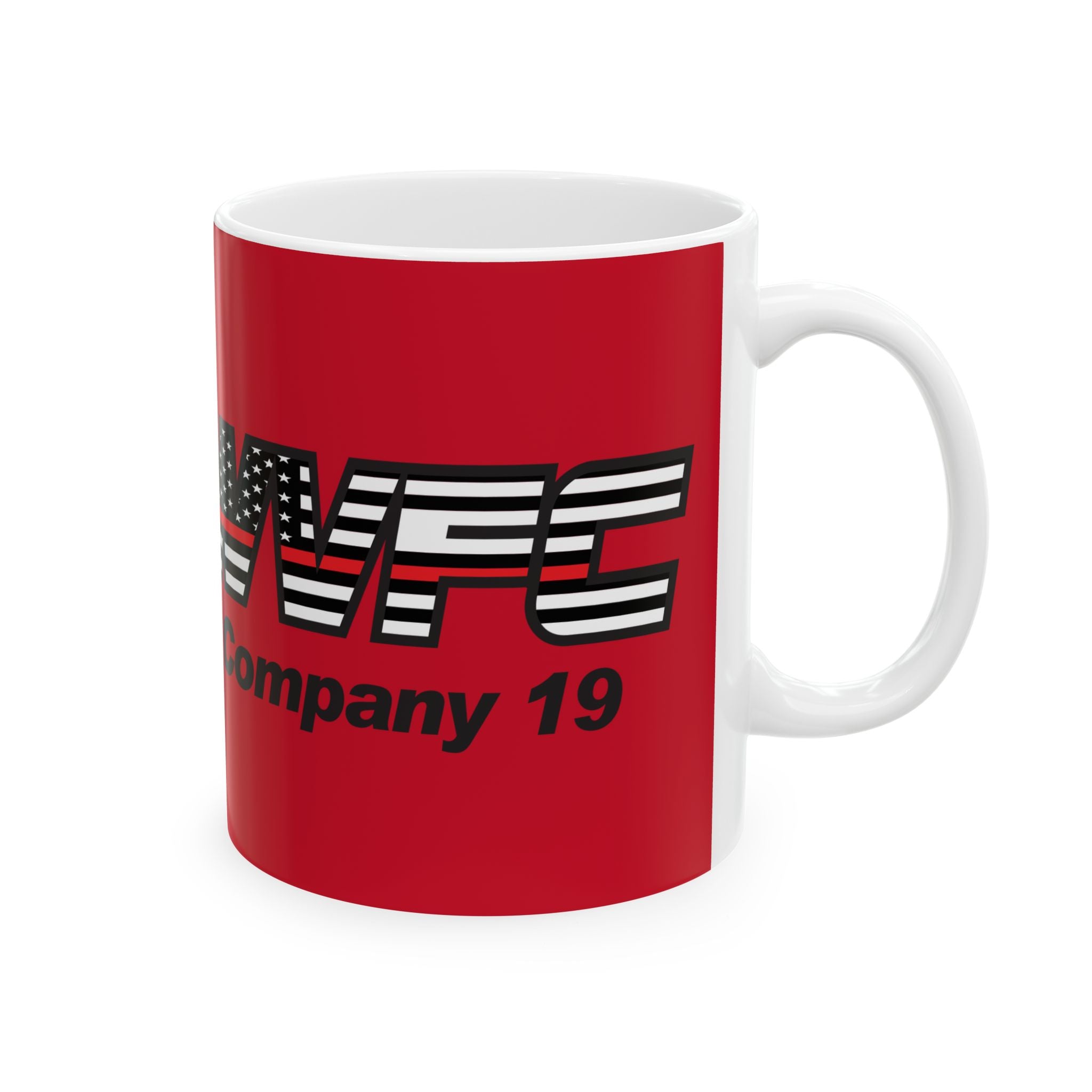 WVFC Goat Logo 2 version 3 Red Line Flag blk - Ceramic Mug, (11oz)