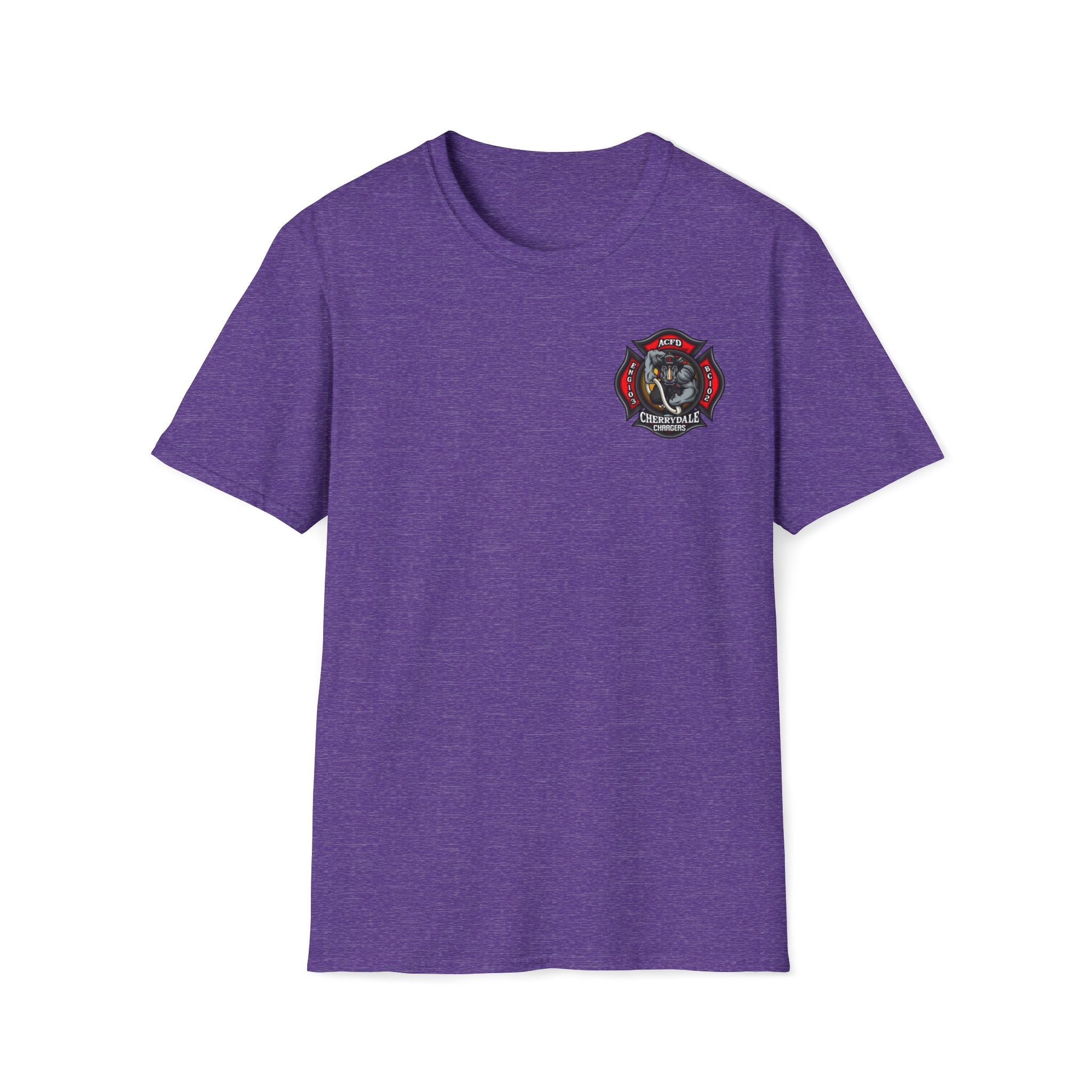 Station 3 Rhino Logo Firefighter Back - Gildan Soft Cotton Softstyle T-Shirt