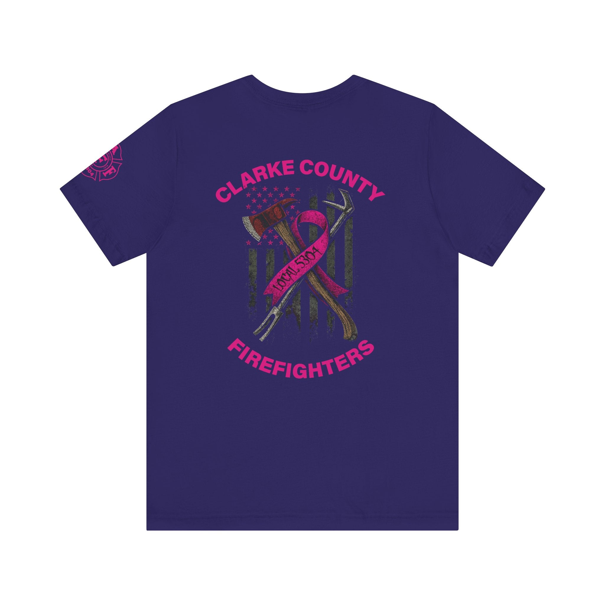 Clarke County Patch Fire Breast Cancer Dark Shirt (Portion of Proceeds go to Local 5304) - Bella+Canvas Soft Jersey Cotton Unisex Tee