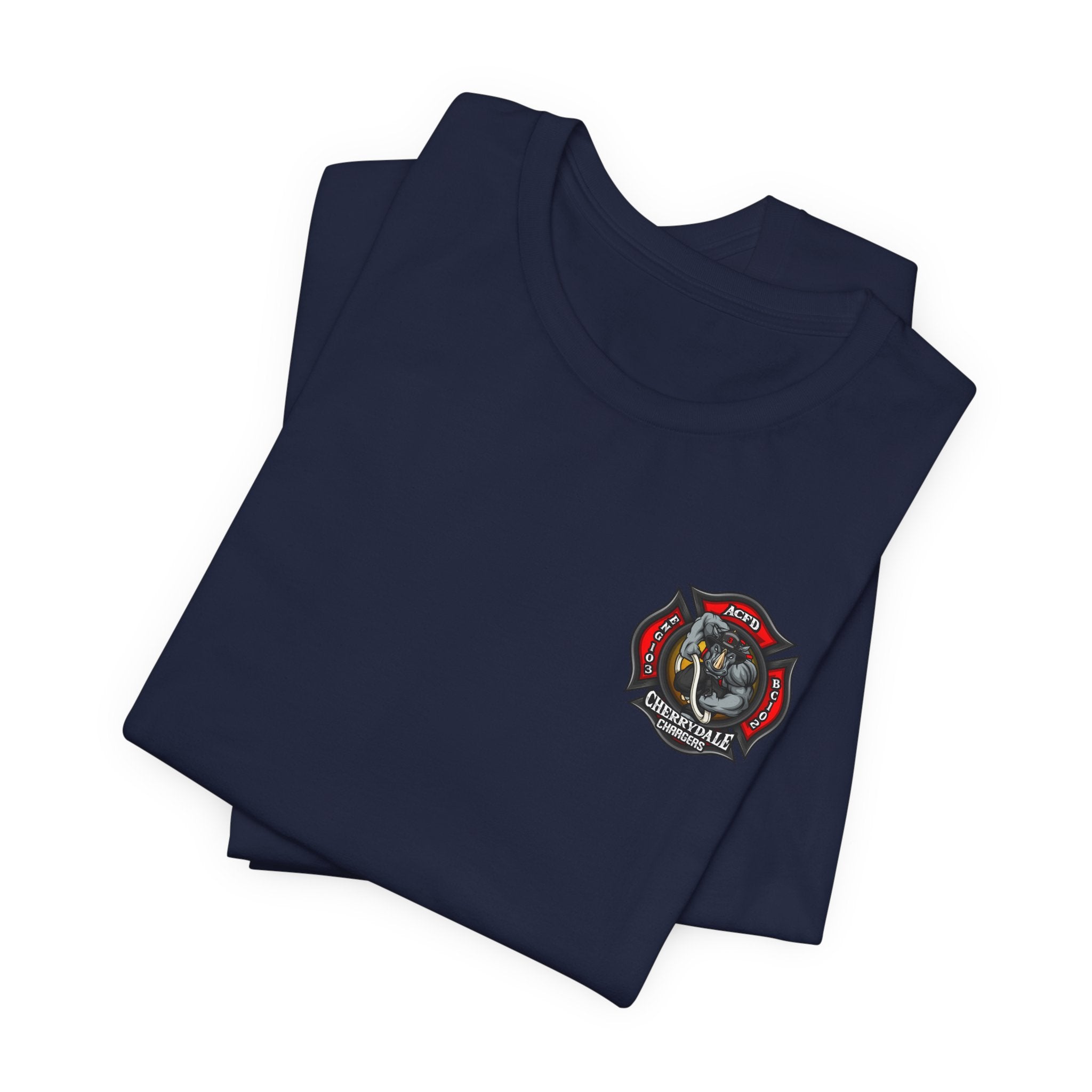 Station 3 Rhino Logo Firefighter Back - Bella+Canvas Soft Unisex Tee-