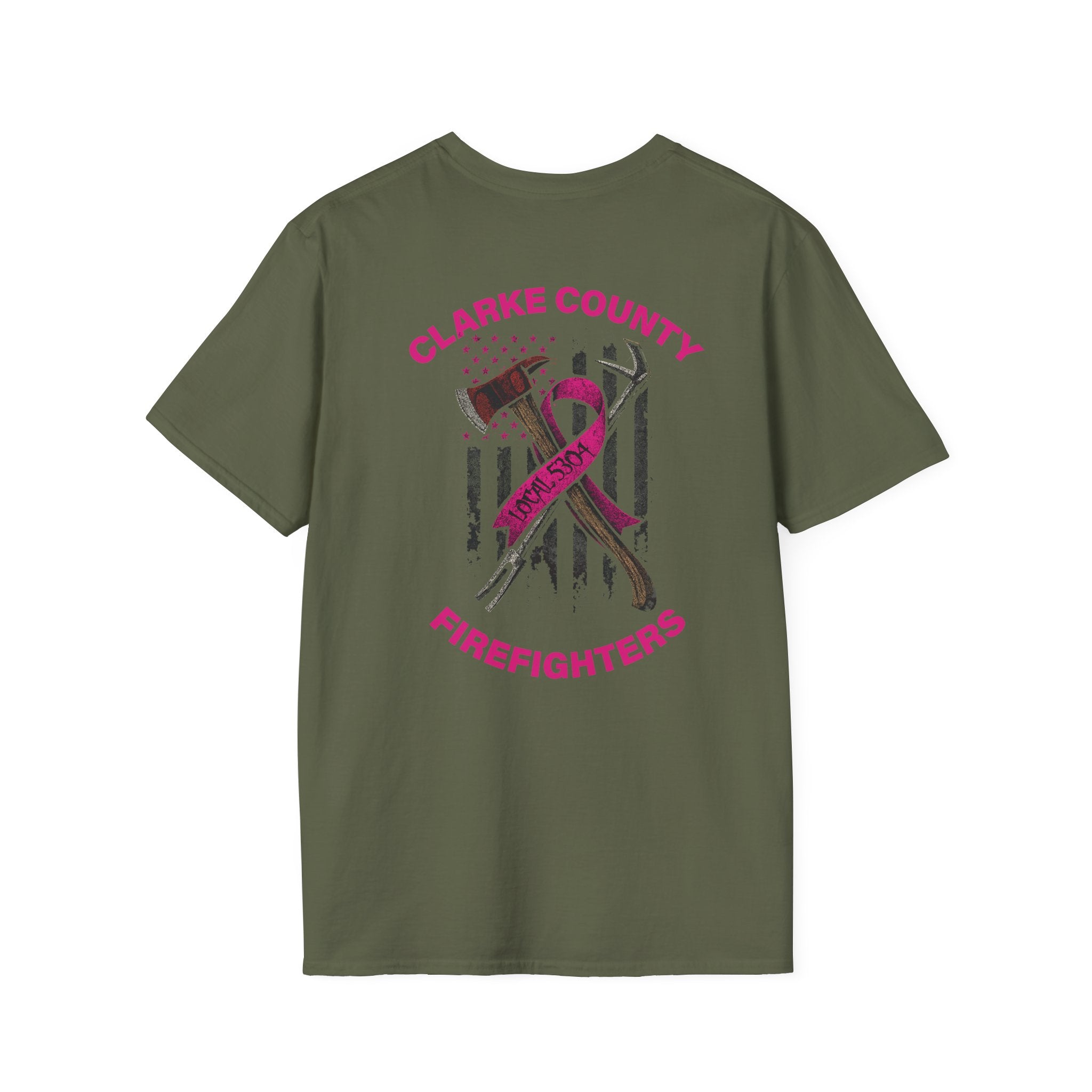 Clarke County Fire Breast Cancer (Portion of Proceeds go to Local 5304) - Gildan Soft Cotton Softstyle T-Shirt