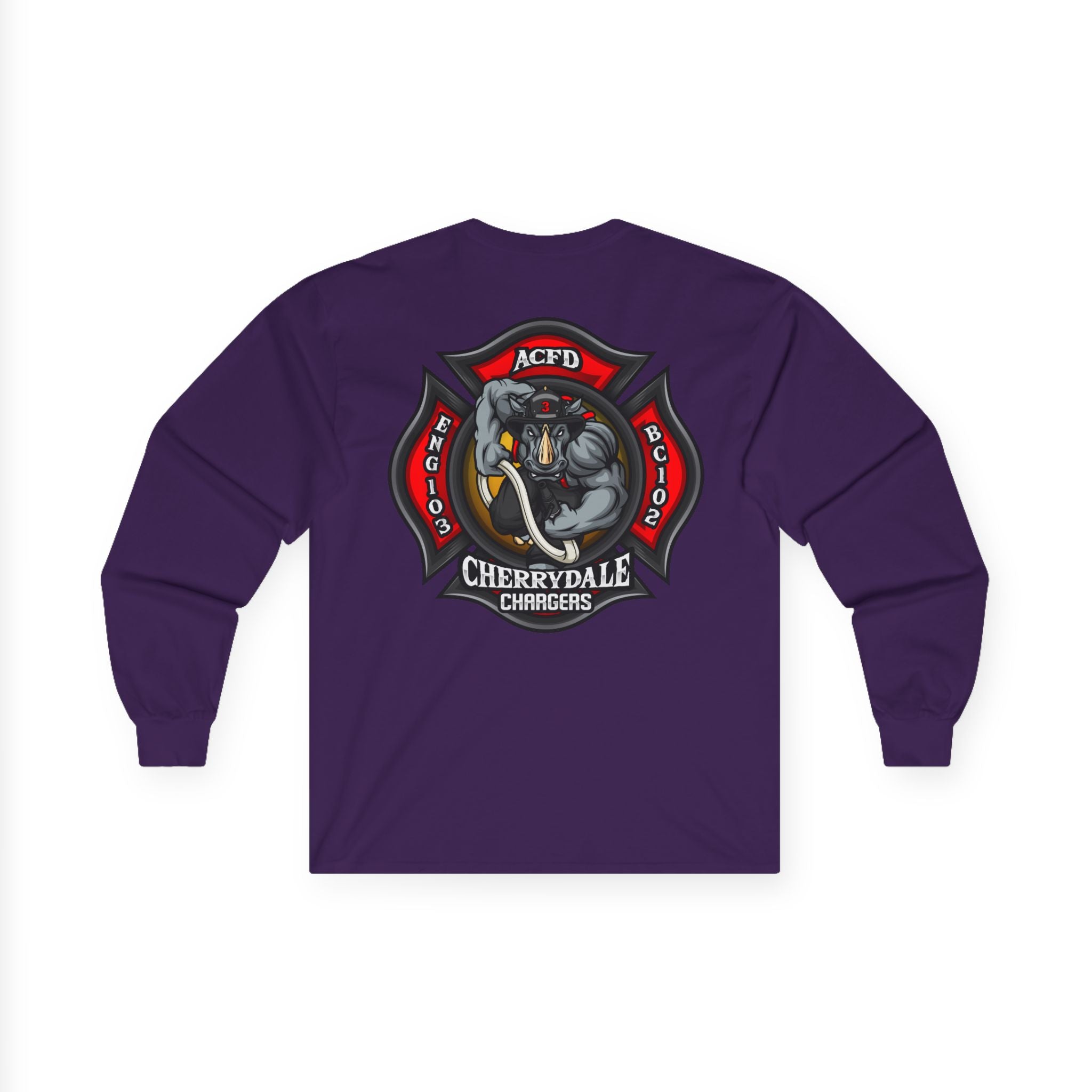 Arlington Station 3 Rhino front/back - Unisex Ultra Cotton Gildan Long Sleeve Tee