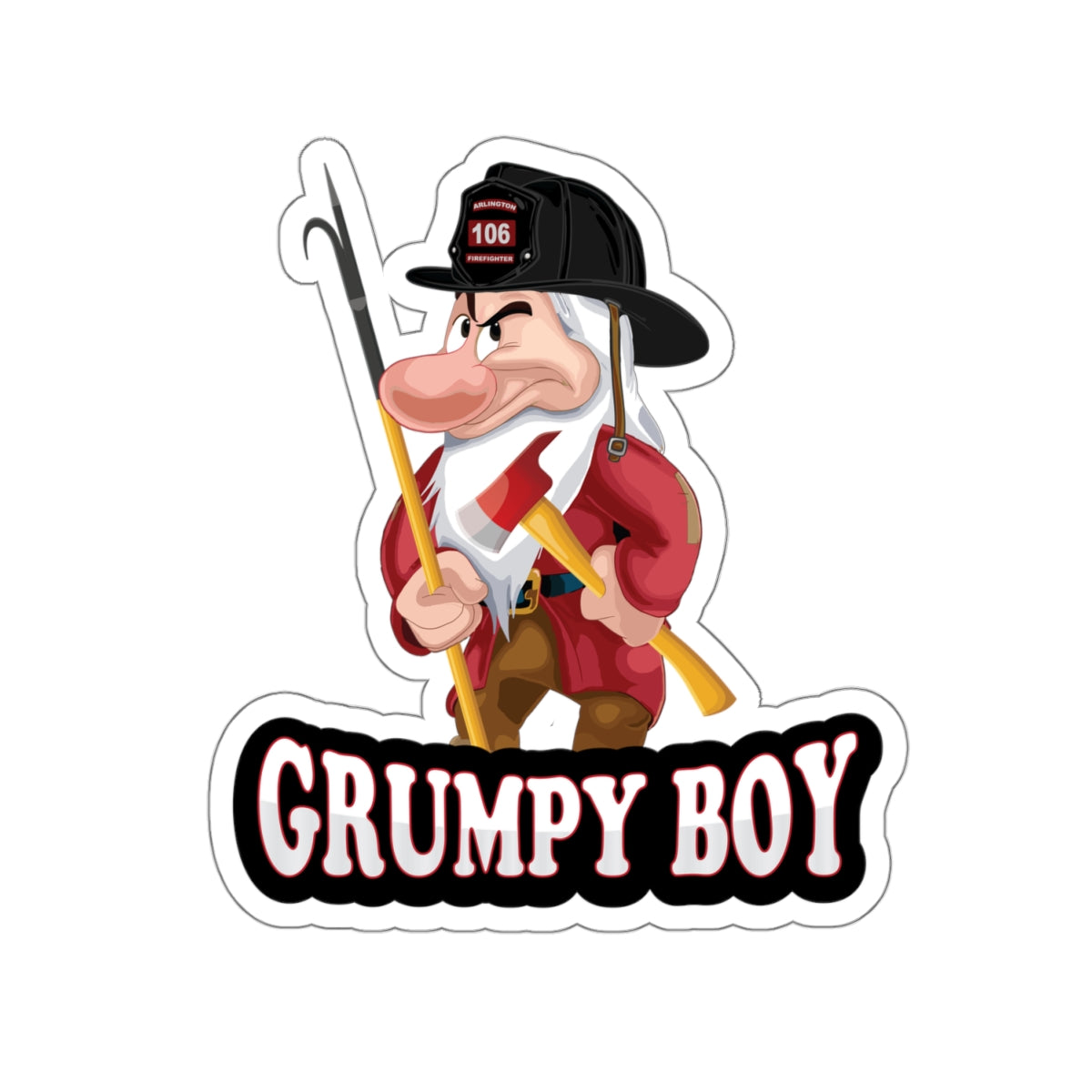 Grumpy Boy Firefighter Kiss-Cut Stickers