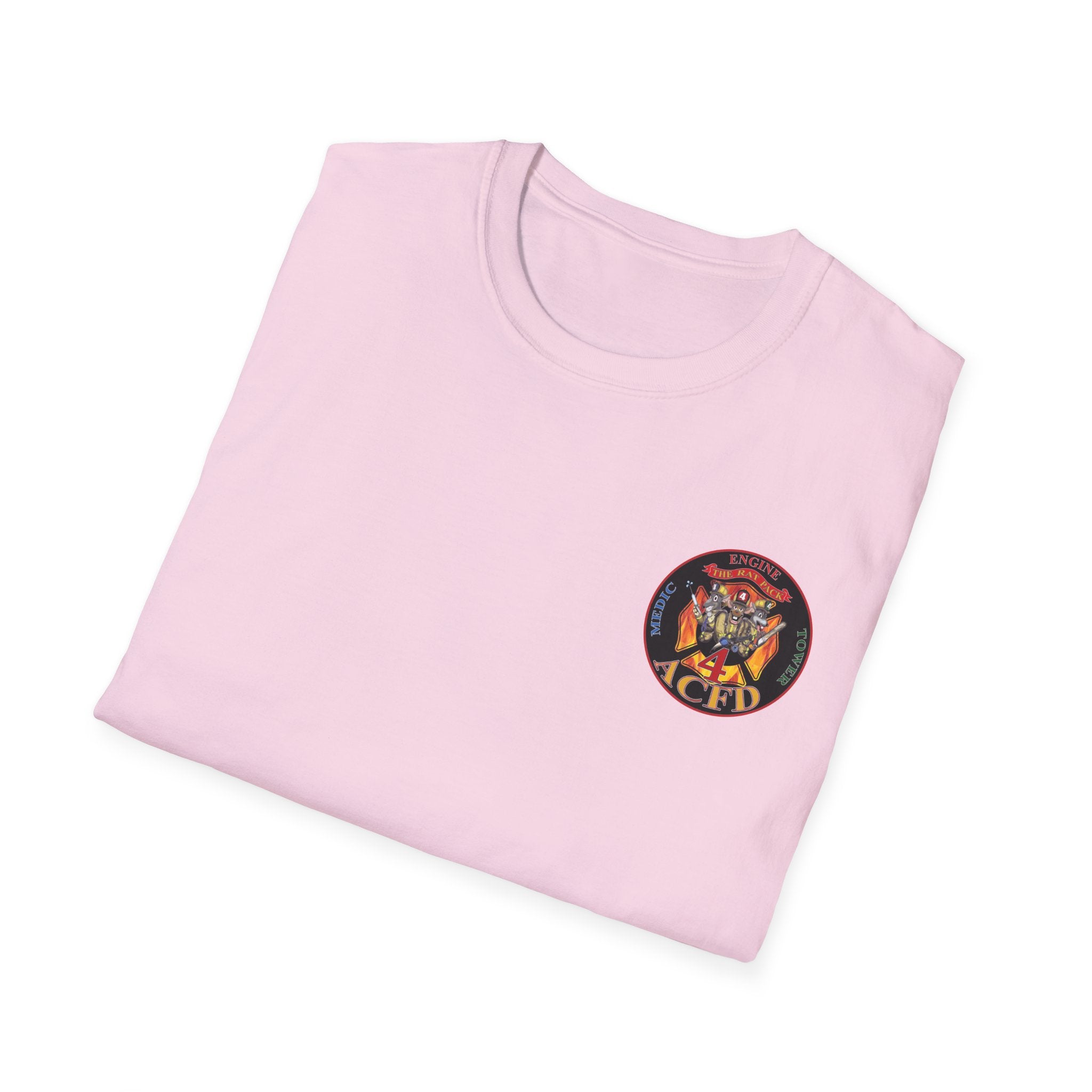 Station 4 RatPack front / acfd clover back - Gildan Soft Cotton Softstyle T-Shirt