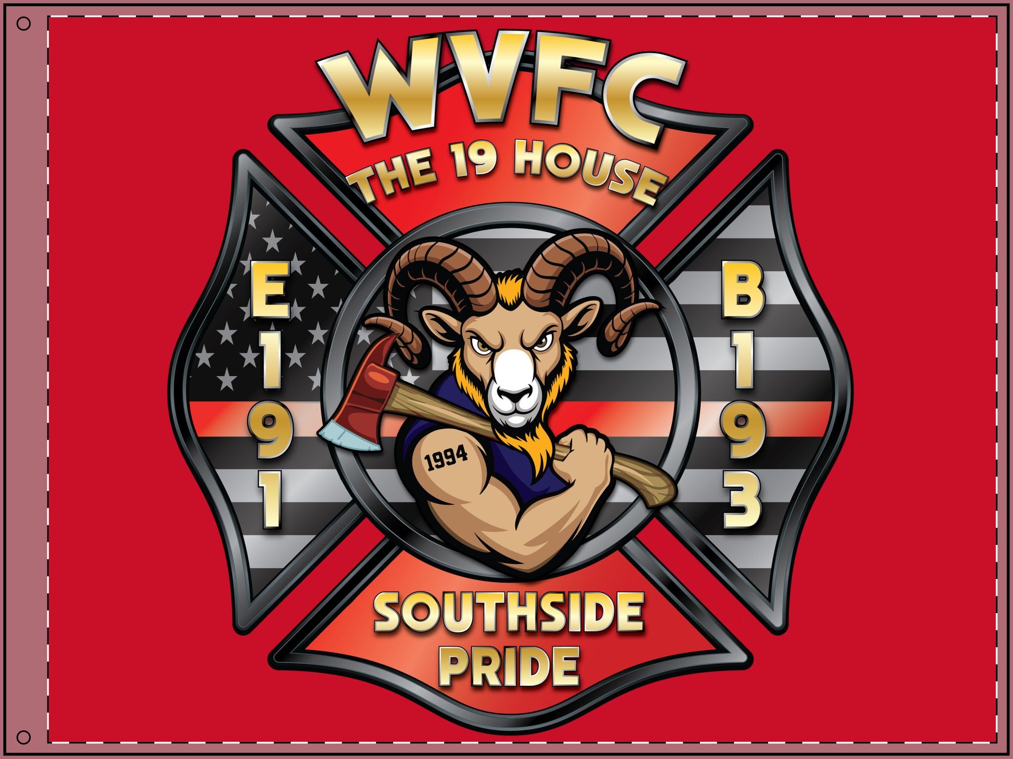 WVFC Goat - Red Double Sided Flag