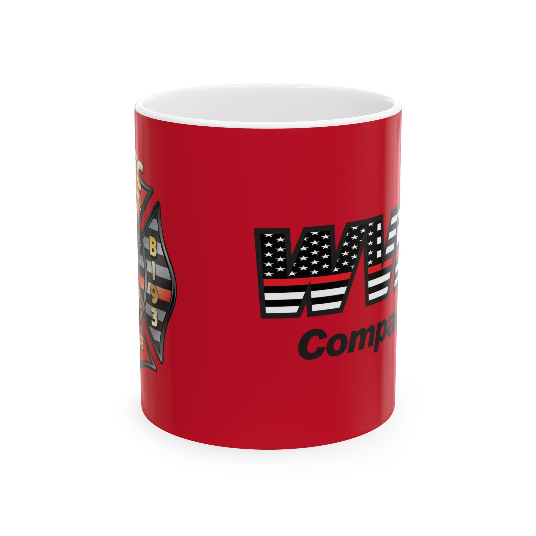 WVFC Goat Logo 1 version 3 Red Line Flag blk - Ceramic Mug, (11oz)