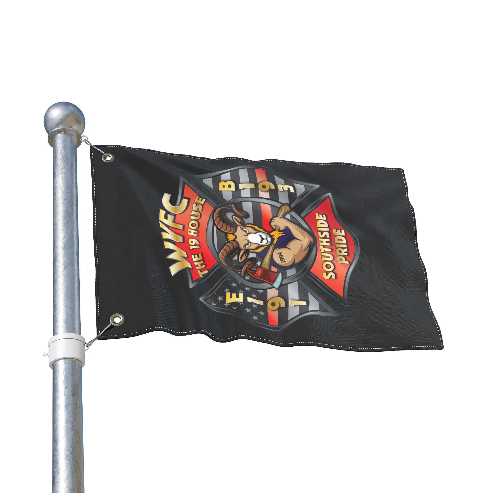 WVFC Goat Vertical - Black Double Sided Flag