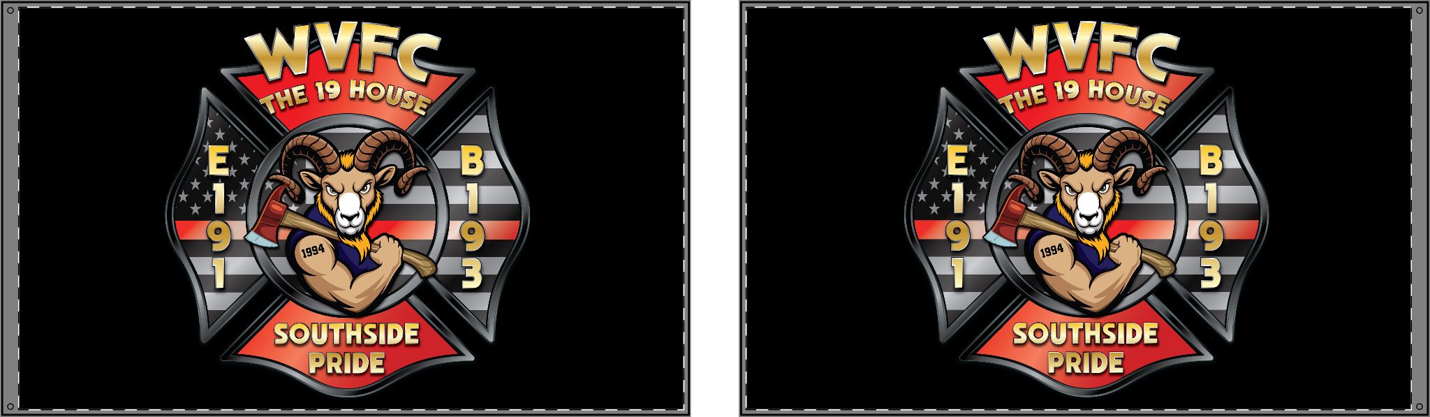 WVFC Goat - Black Double Sided Flag