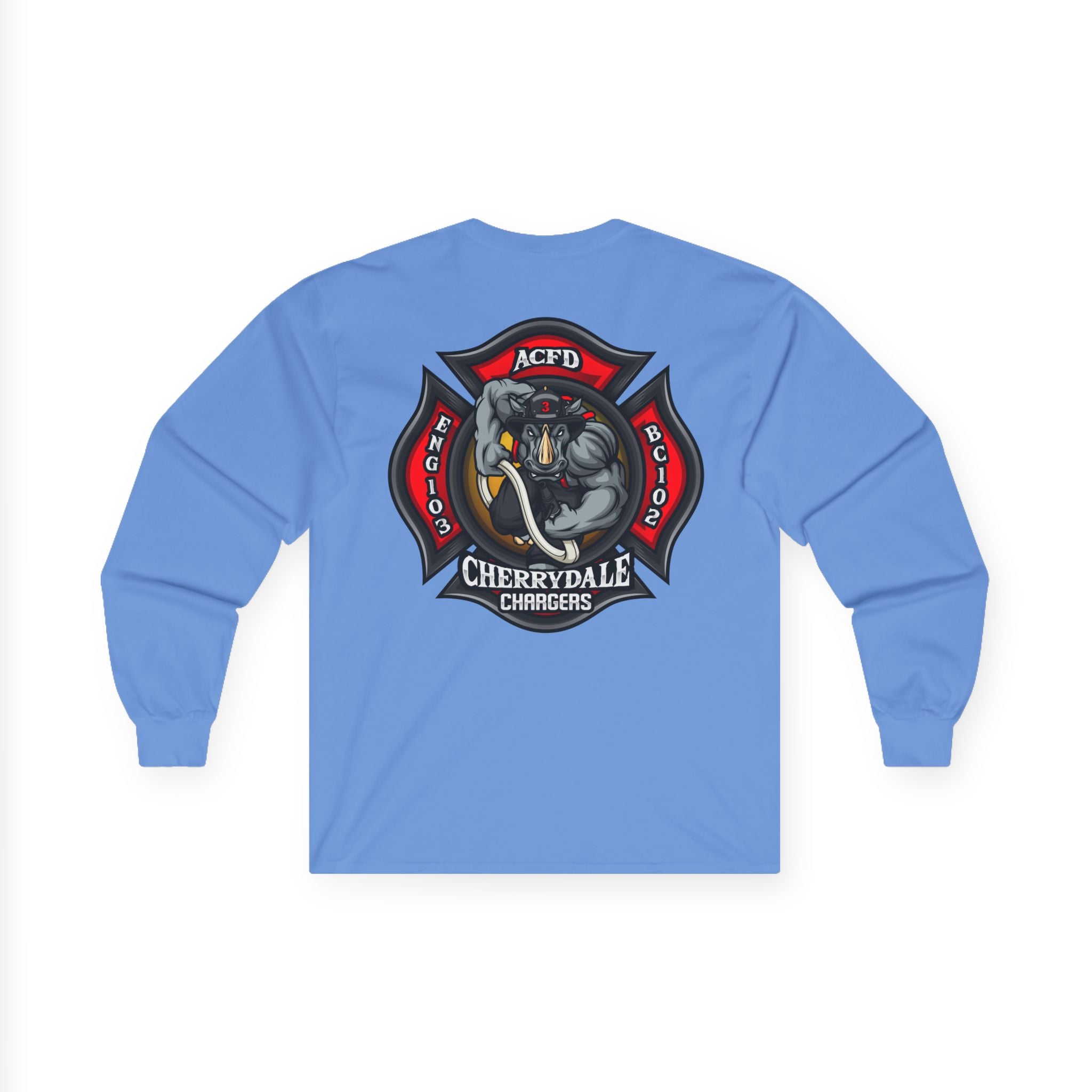 Arlington Station 3 front / Rhino back - Unisex Ultra Cotton Gildan Long Sleeve Tee