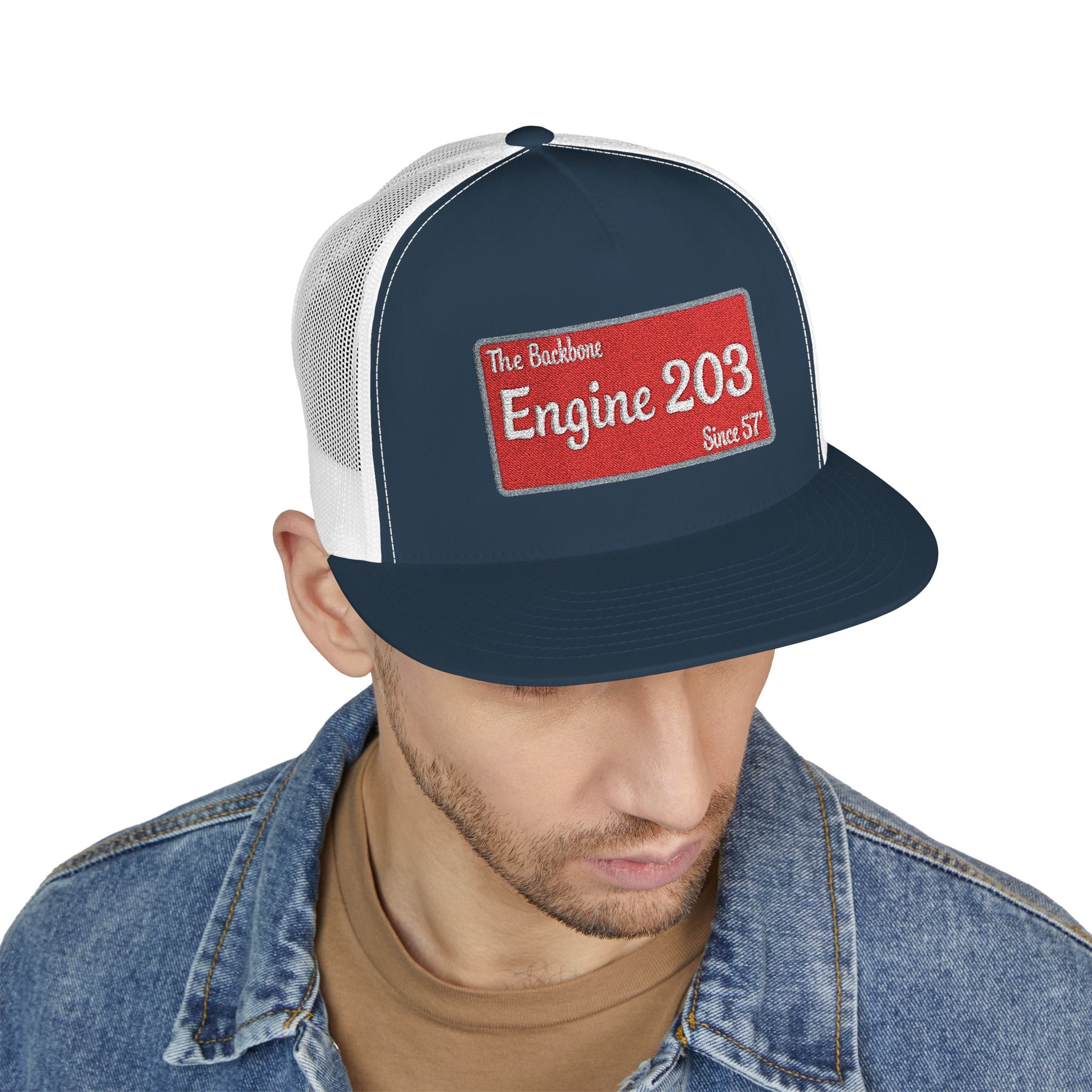 Engine 203 Remount Raiders -5 Panel Trucker Cap (Embroidery)