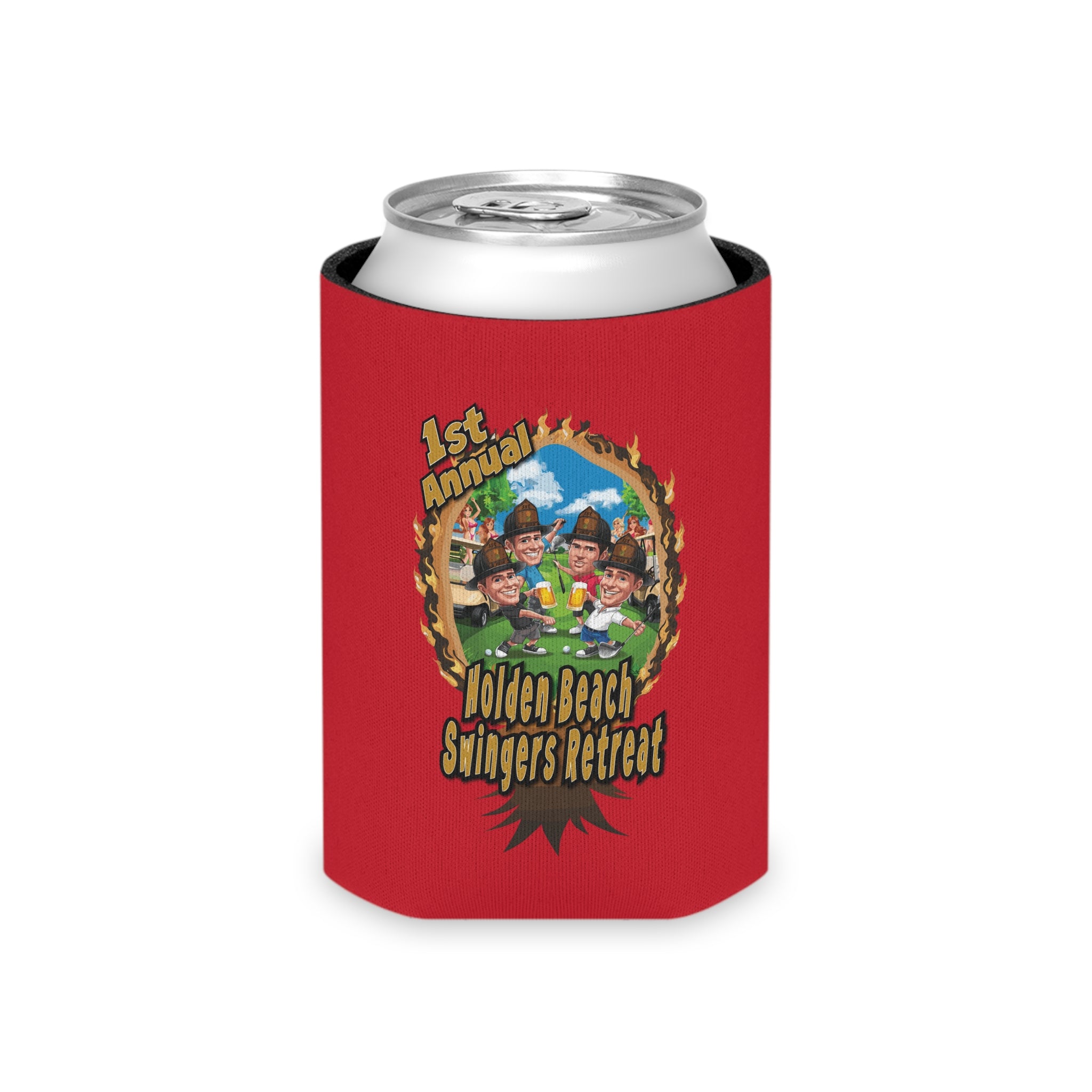 Holden Beach Swingers Retreat Red Can Cooler