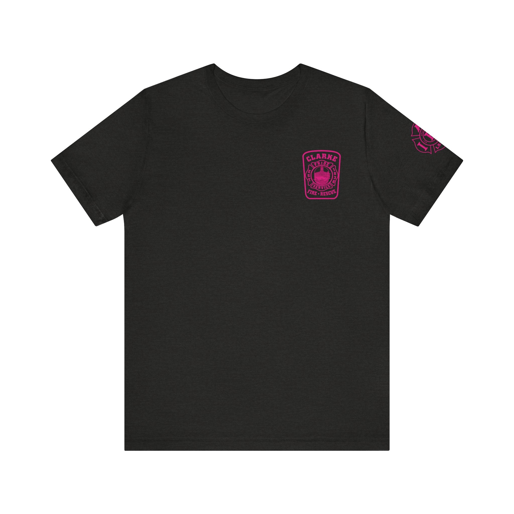 Clarke County Patch Fire Breast Cancer Dark Shirt (Portion of Proceeds go to Local 5304) - Bella+Canvas Soft Jersey Cotton Unisex Tee