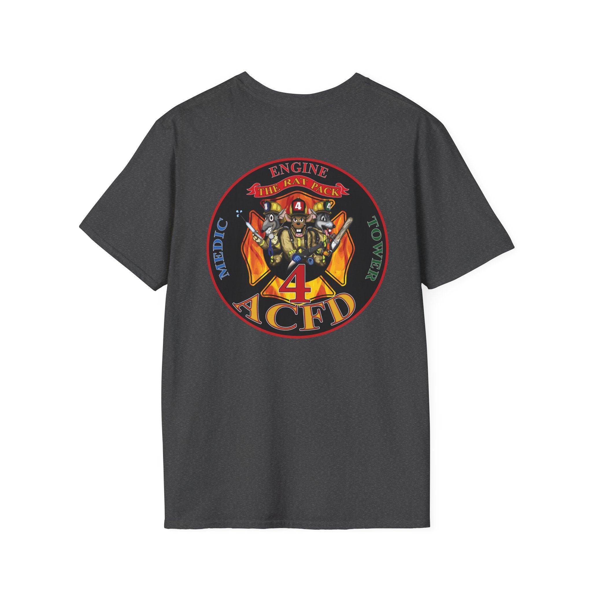 Station 4 acfd clover front/RatPack back - Gildan Soft Cotton Softstyle T-Shirt