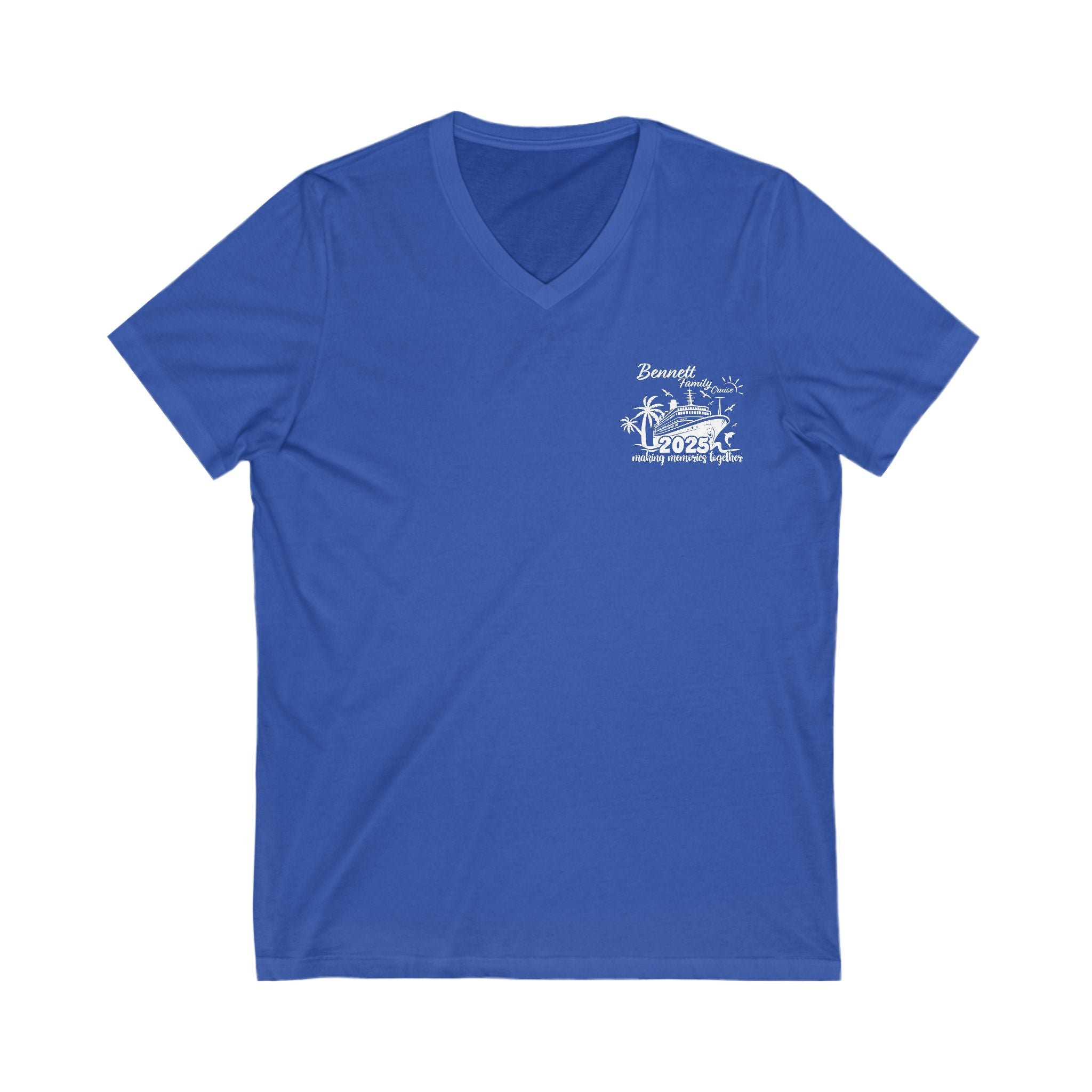 Bennett Family Cruise White Logo - Unisex Jersey Short Sleeve V-Neck Tee