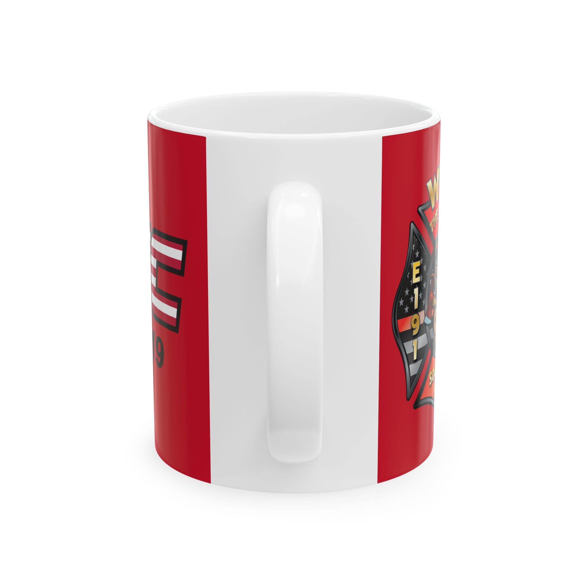 WVFC Goat Logo 1 version 2 US Flag blk - Ceramic Mug, (11oz)