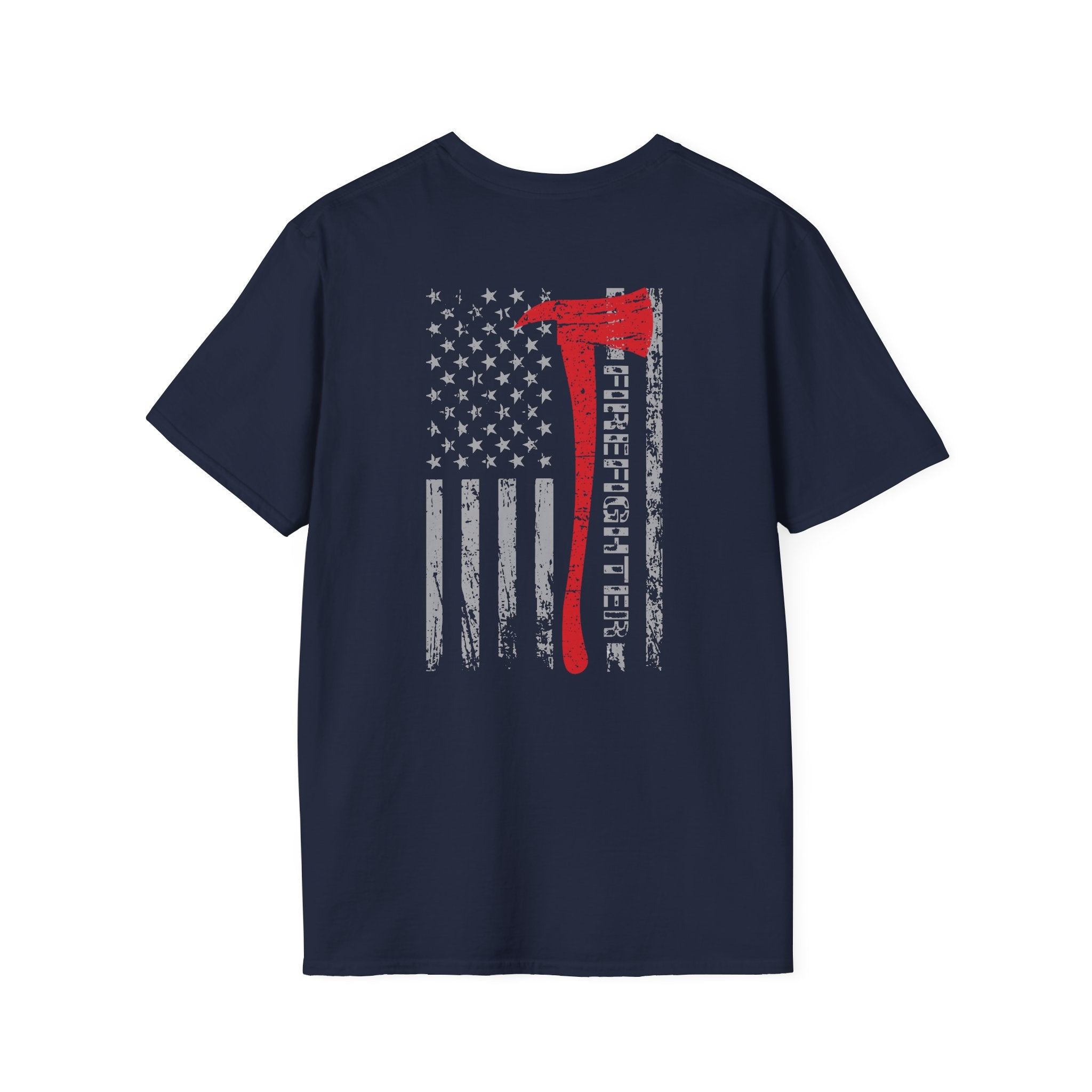 Firefighter US Flag - Unisex Softstyle T-Shirt