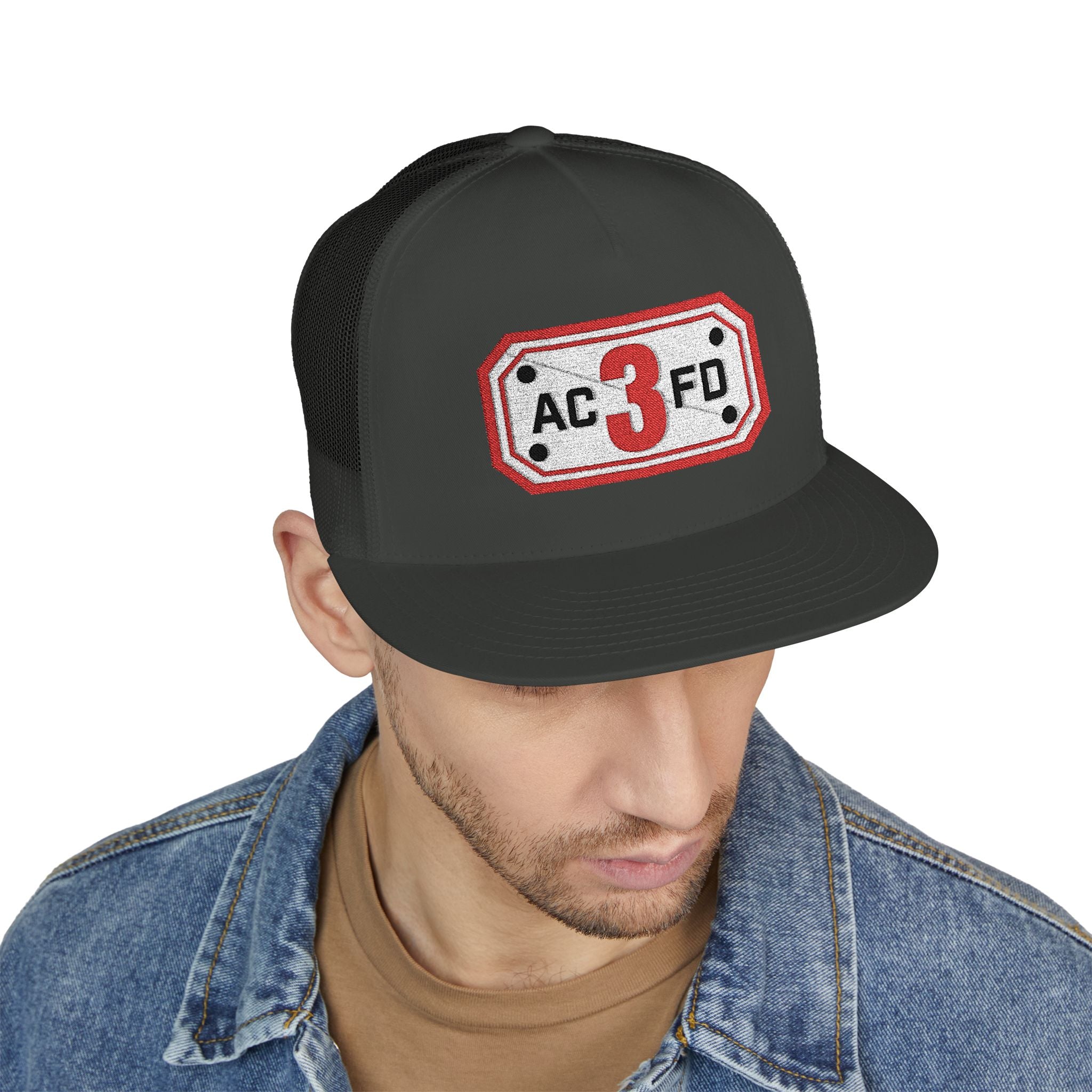 Arlington Engine 3 (requested different style hat) - 5 Panel Trucker Cap (Embroidery)