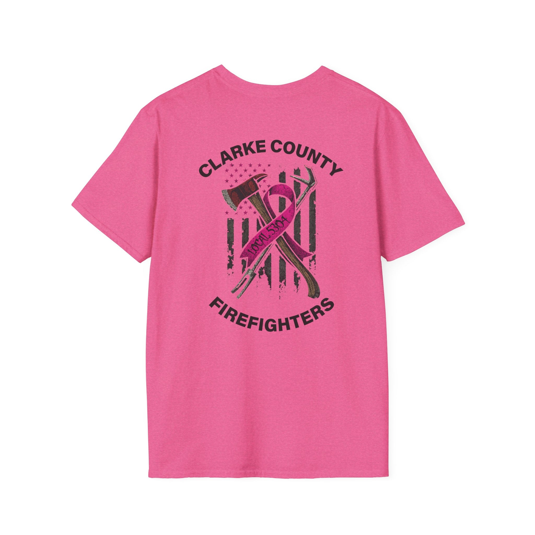 Clarke County Fire Breast Cancer (Portion of Proceeds go to Local 5304) - Gildan Soft Cotton Softstyle T-Shirt