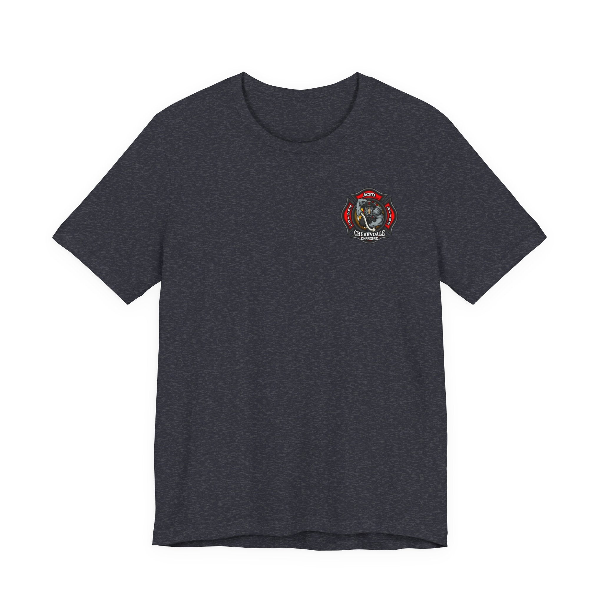 Station 3 Rhino Logo Firefighter Back - Bella+Canvas Soft Unisex Tee-
