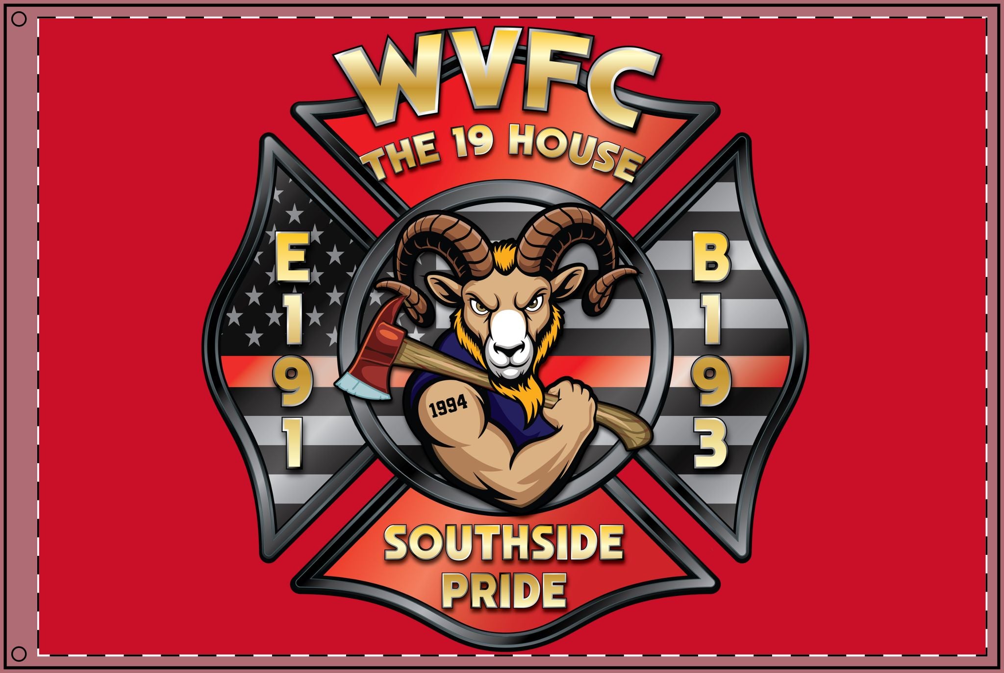WVFC Goat - Red Double Sided Flag