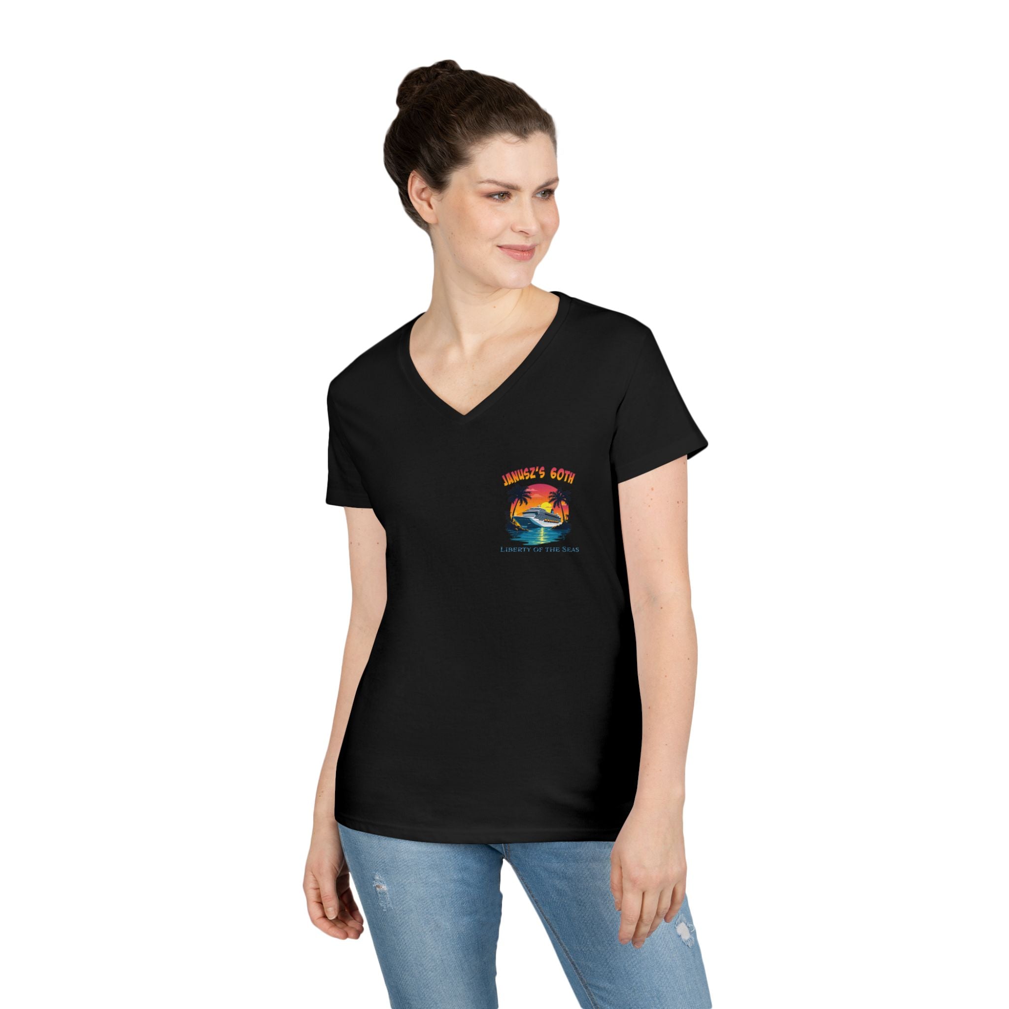 Renee Family Cruise colorful - Ladies' Cotton V-Neck T-Shirt