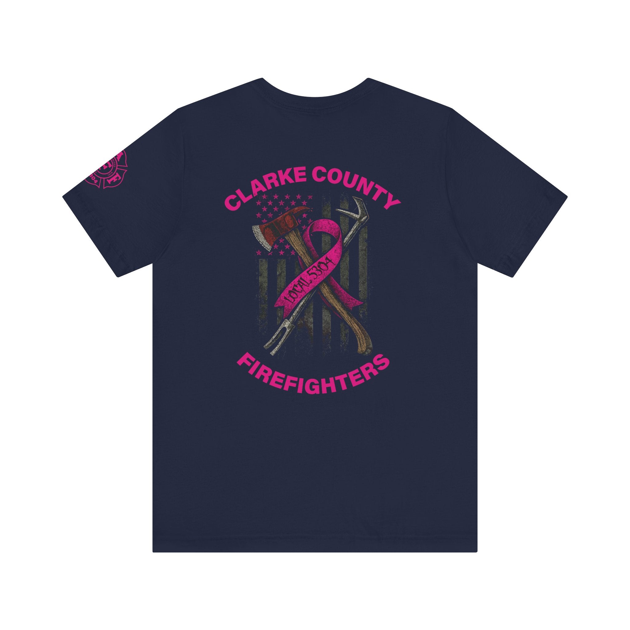 Clarke County Patch Fire Breast Cancer Dark Shirt (Portion of Proceeds go to Local 5304) - Bella+Canvas Soft Jersey Cotton Unisex Tee