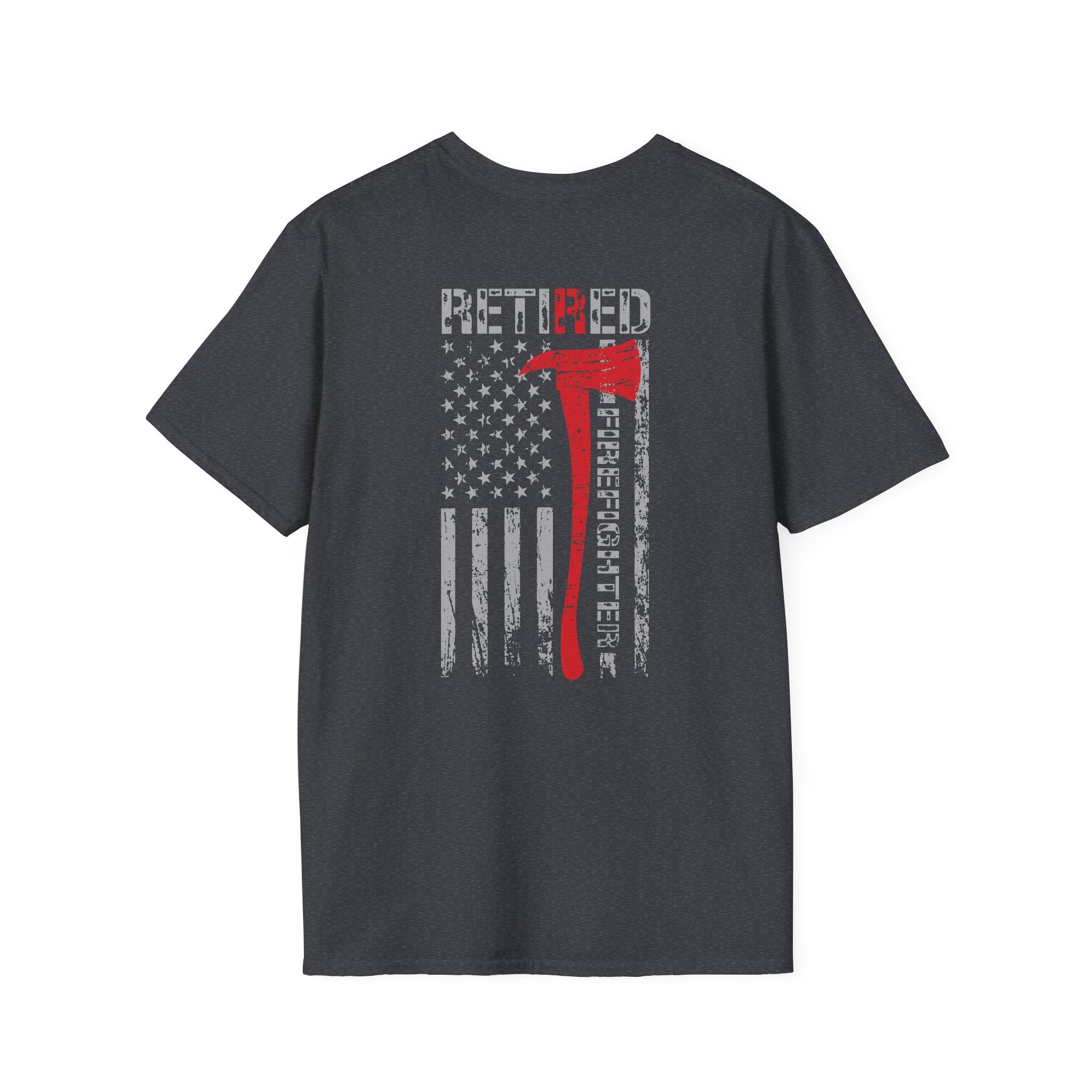 Retired Firefighter US Flag - Unisex Softstyle T-Shirt