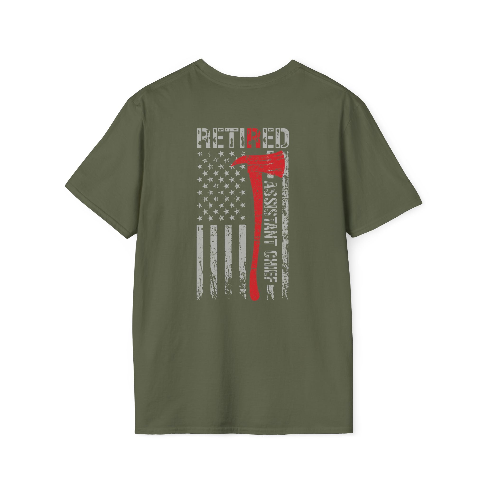Retired Assistant Chief US Flag - Unisex Softstyle T-Shirt