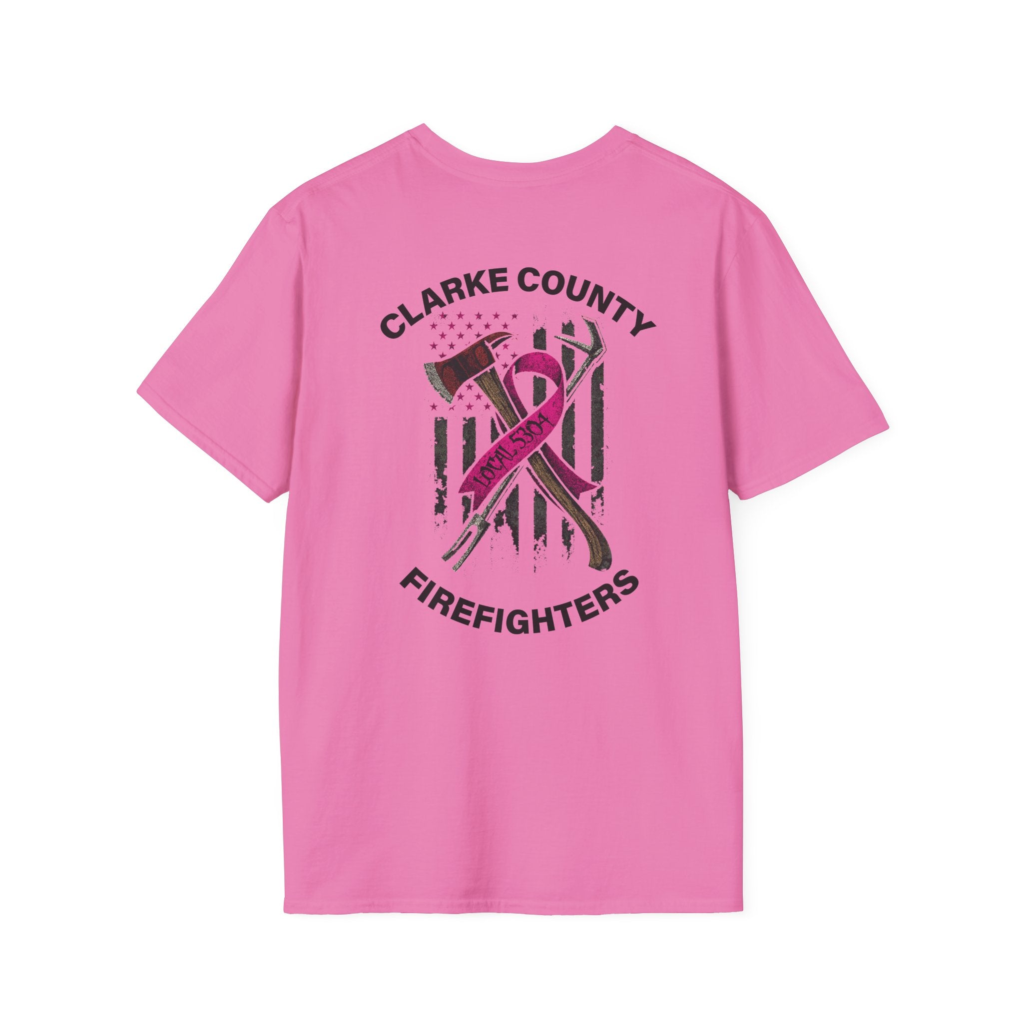 Clarke County Fire Breast Cancer (Portion of Proceeds go to Local 5304) - Gildan Soft Cotton Softstyle T-Shirt