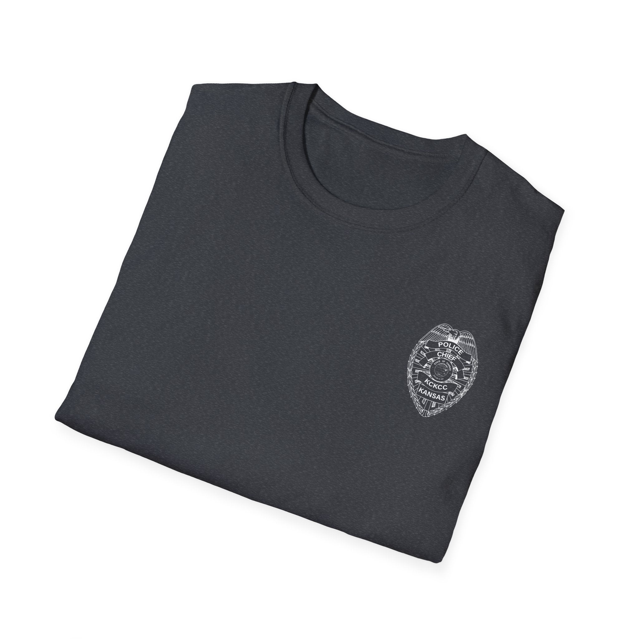 KCKCC Chief Badge White outline - Gildan 64000 Unisex Softstyle T-Shirt