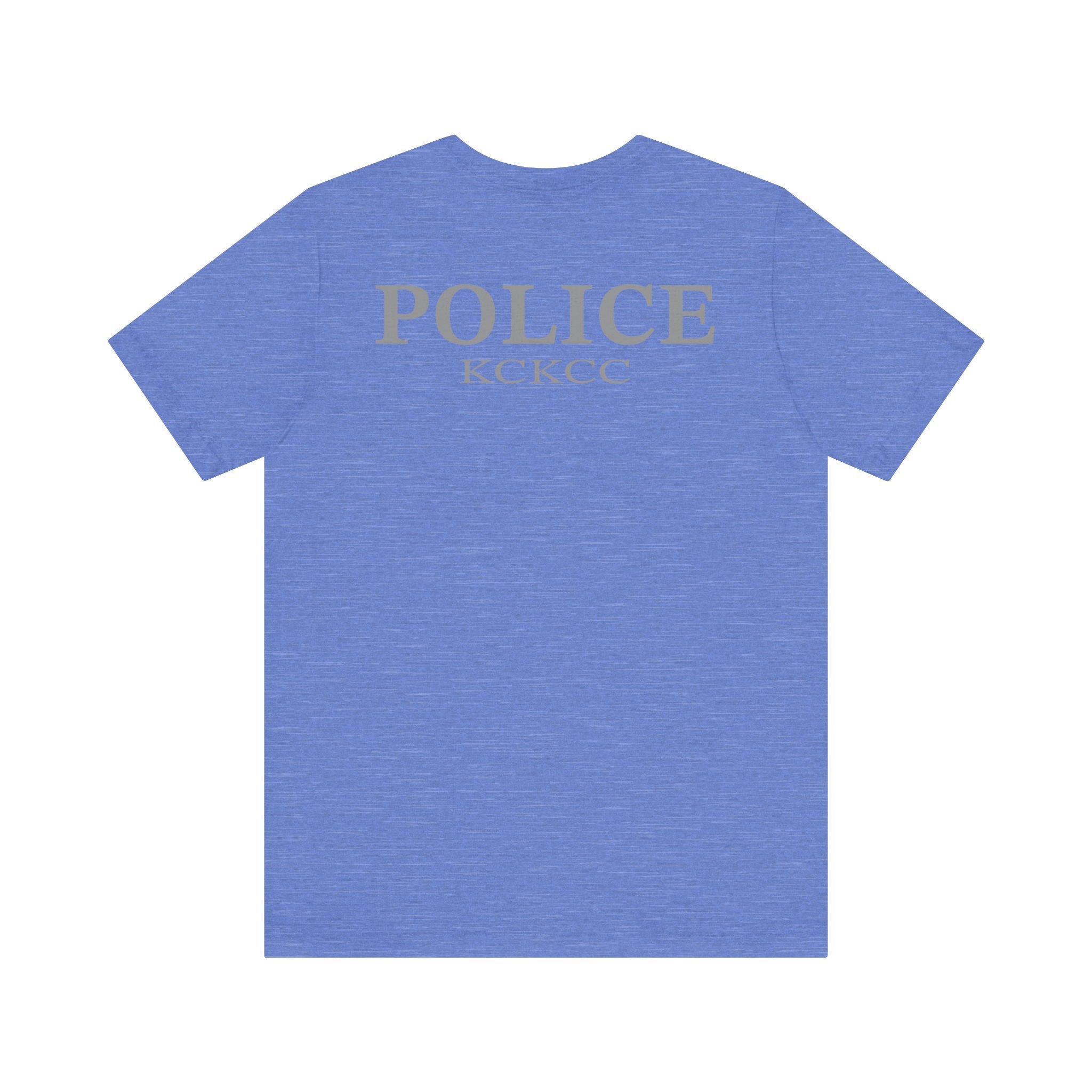 KCKCC Police Patch Black & White Grey Back - Unisex Jersey Short Sleeve Tee