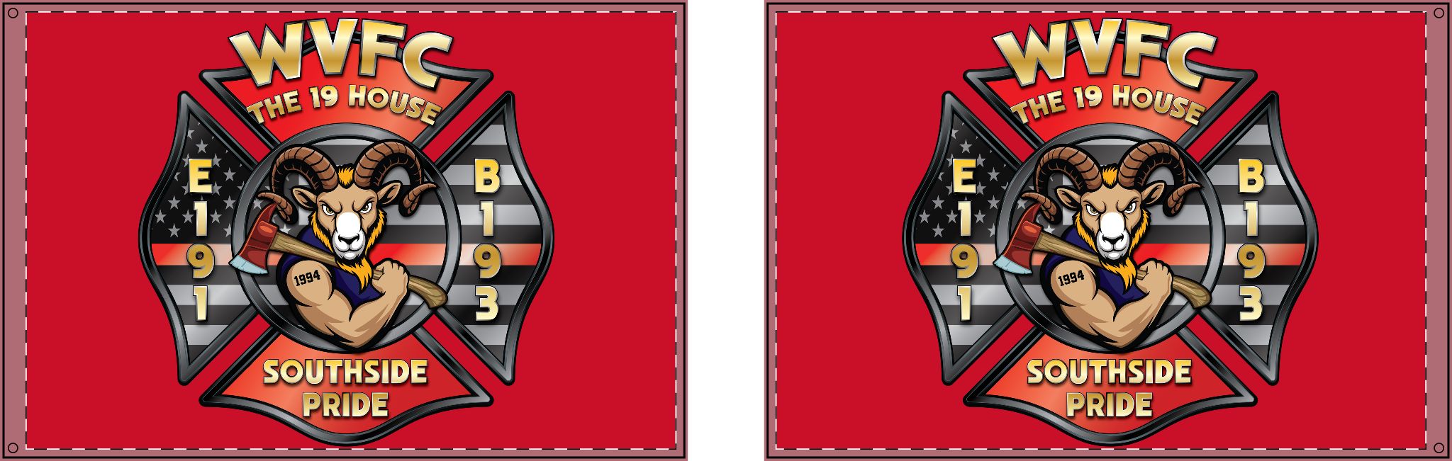 WVFC Goat - Red Double Sided Flag