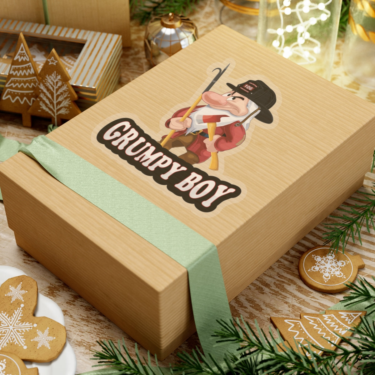 Grumpy Boy Firefighter Kiss-Cut Stickers