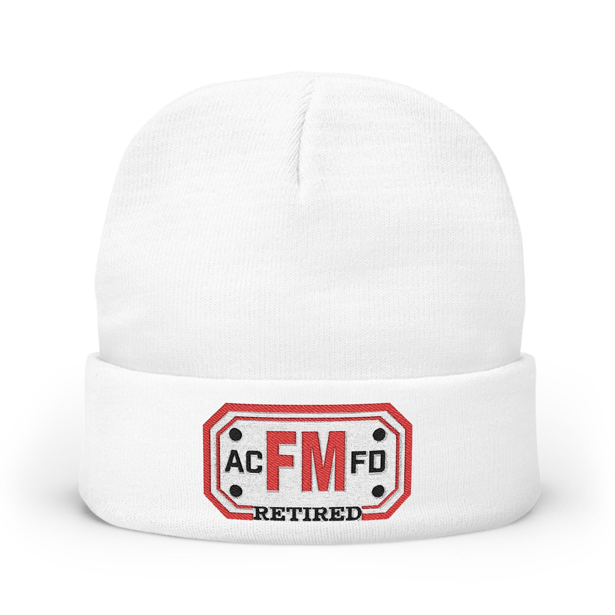 Retired Arlington Fire Marshal Red - Knit Beanie (Embroidery)