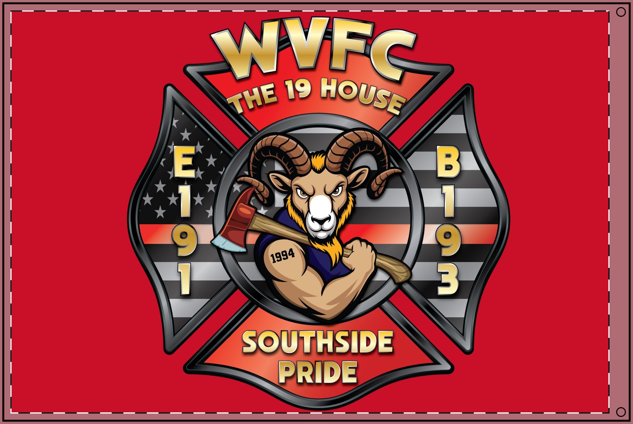 WVFC Goat - Red Double Sided Flag