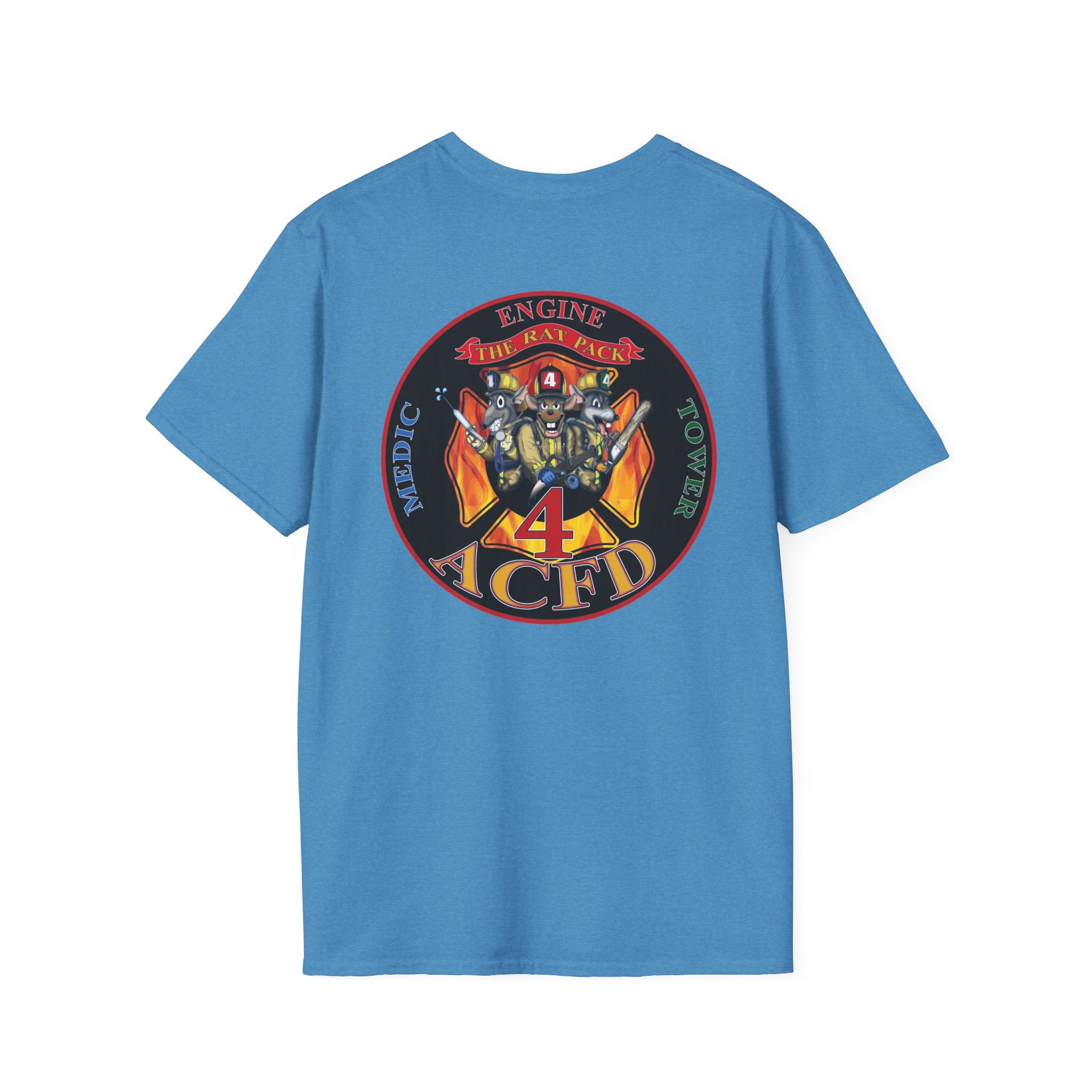 Station 4 acfd clover front/RatPack back - Gildan Soft Cotton Softstyle T-Shirt