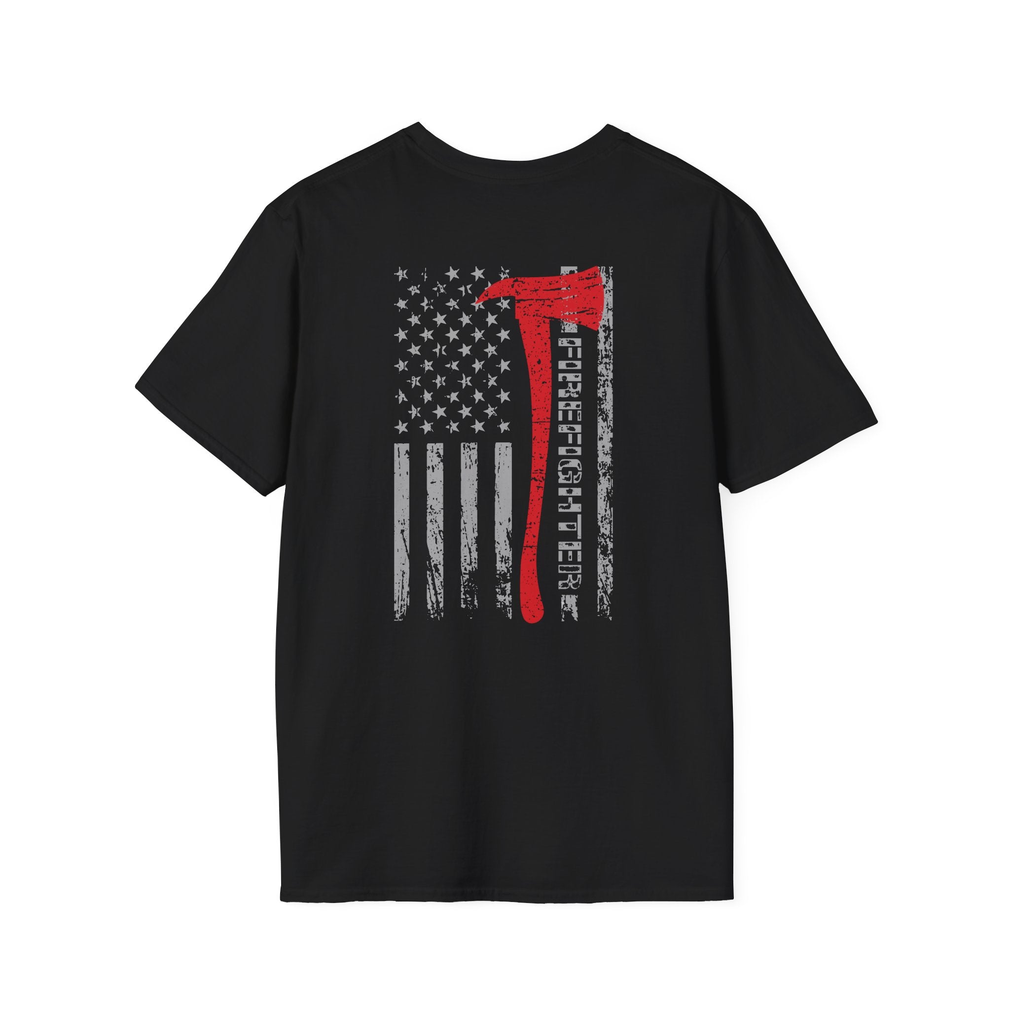 Firefighter US Flag - Unisex Softstyle T-Shirt