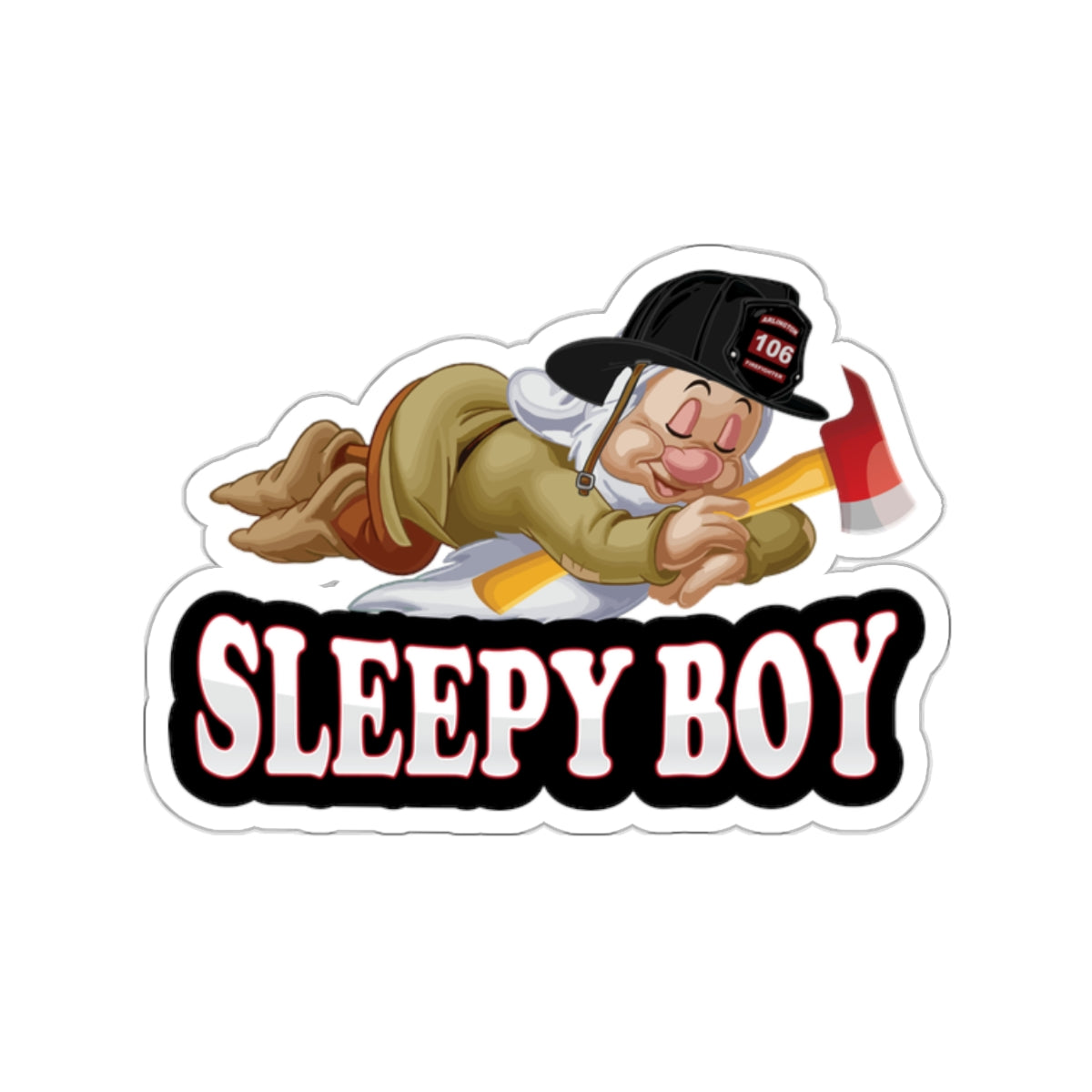 Sleepy Boy Firefighter Kiss-Cut Stickers
