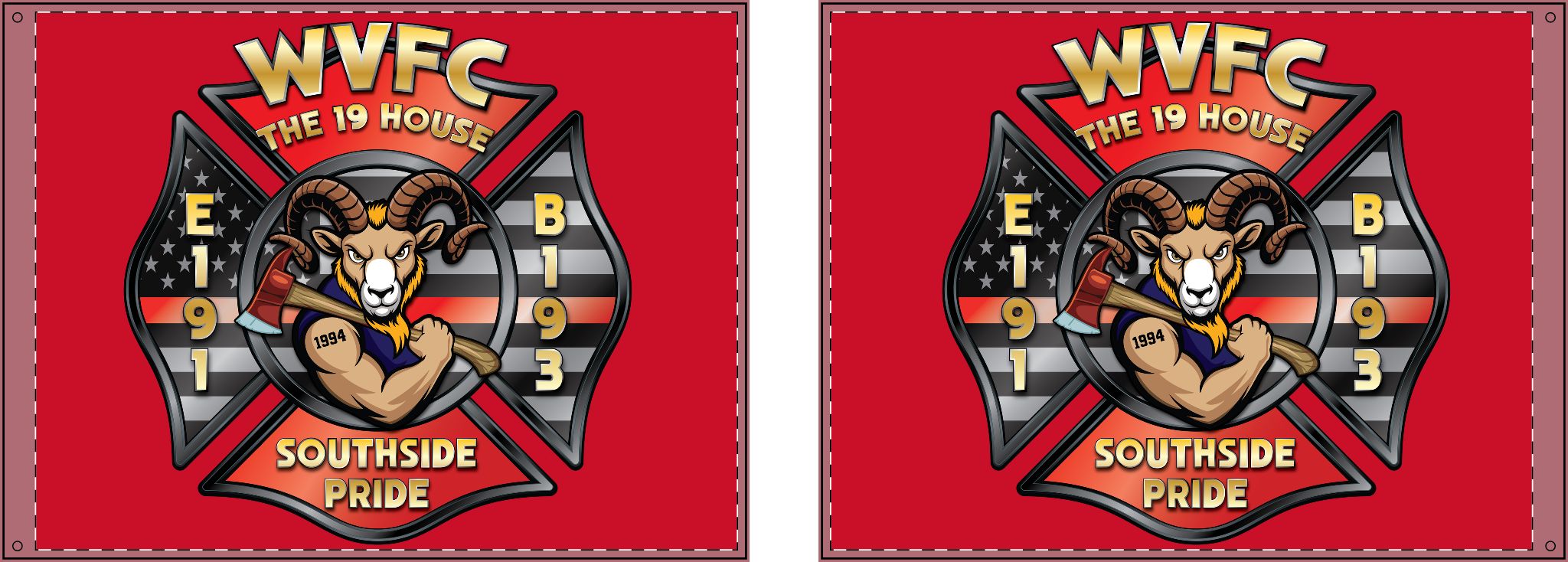 WVFC Goat - Red Double Sided Flag